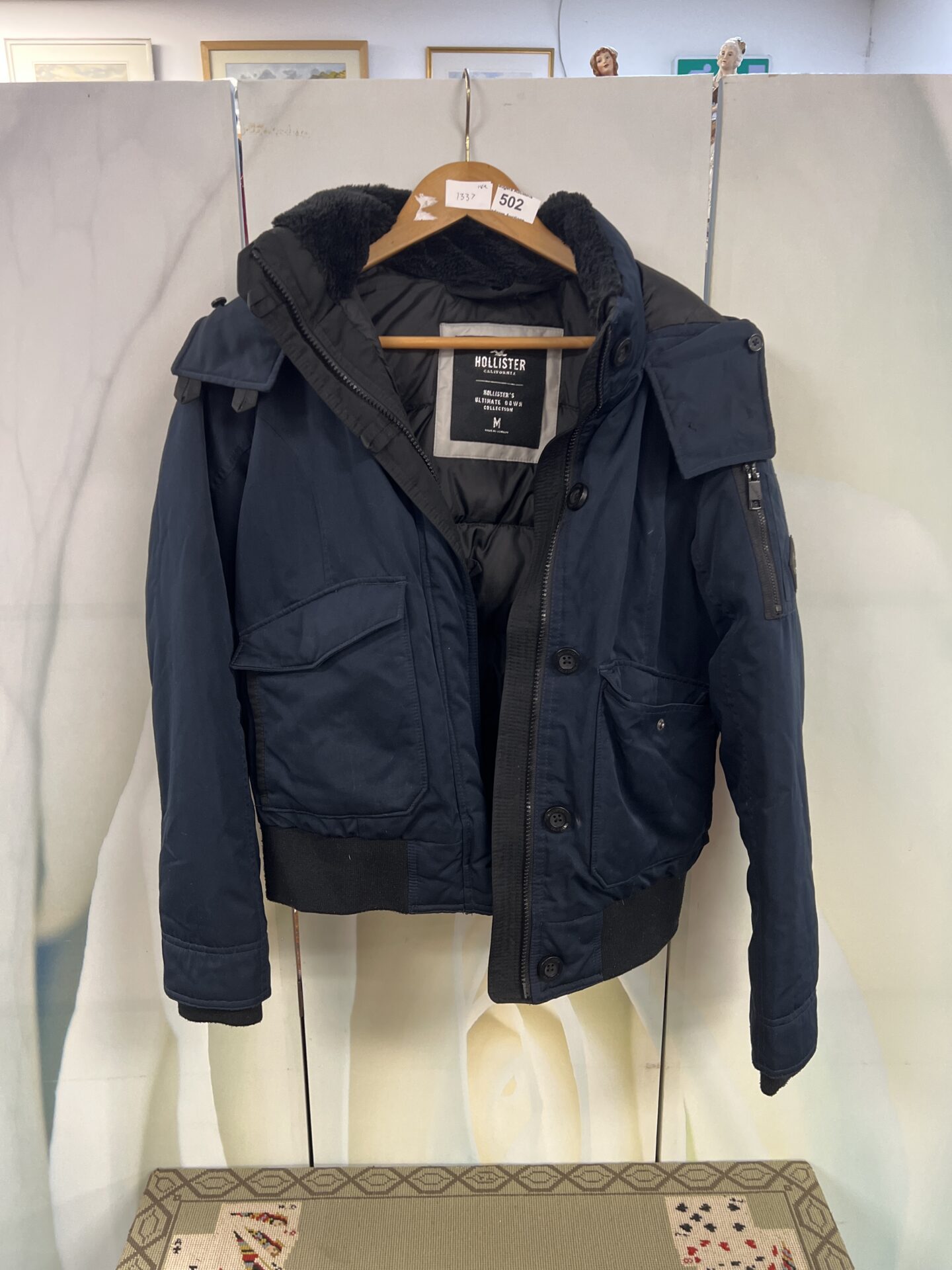 Hollister navy clearance coat