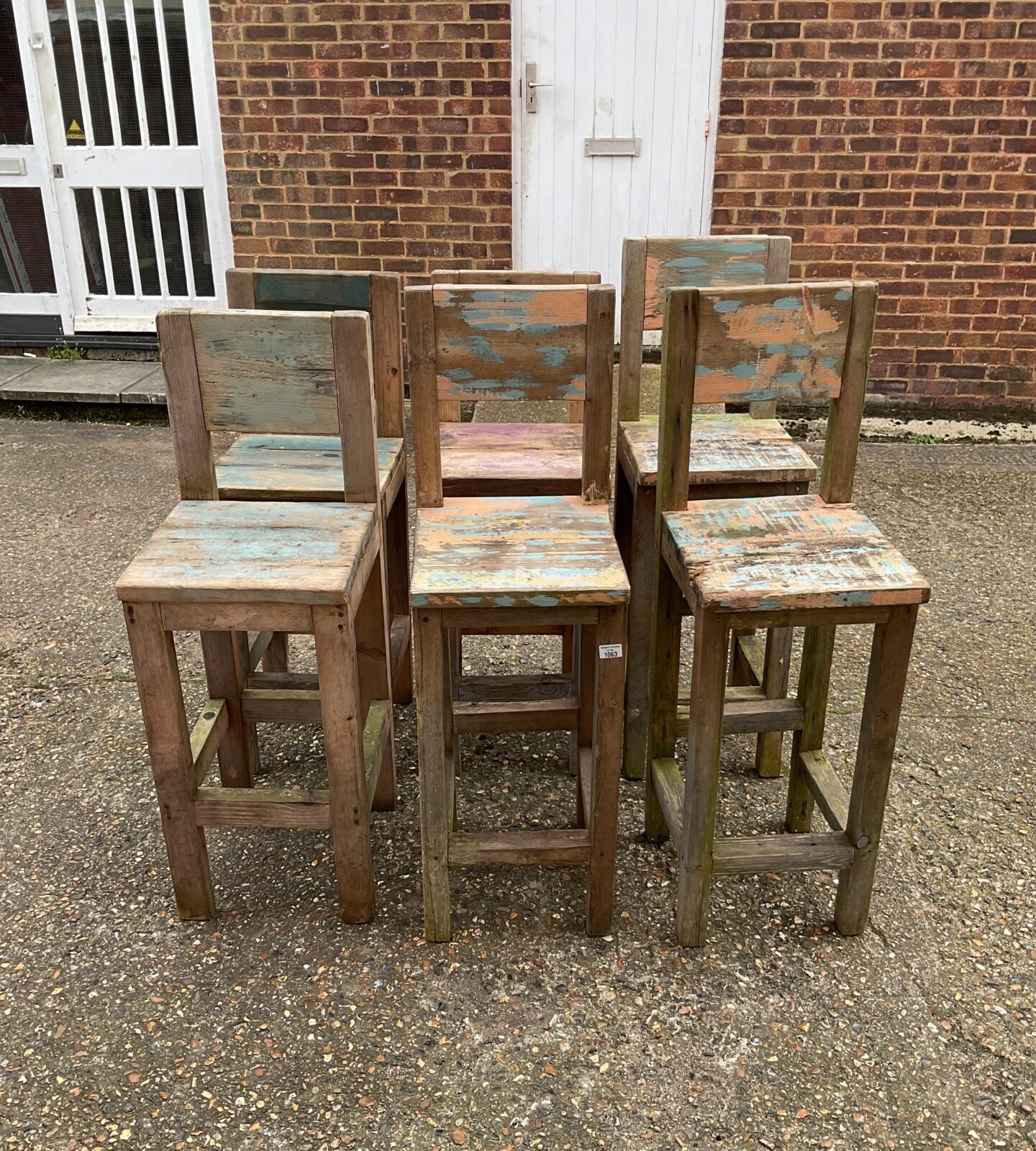 1090 six chunky wooden bar stools Badgers Auctions Onsite and