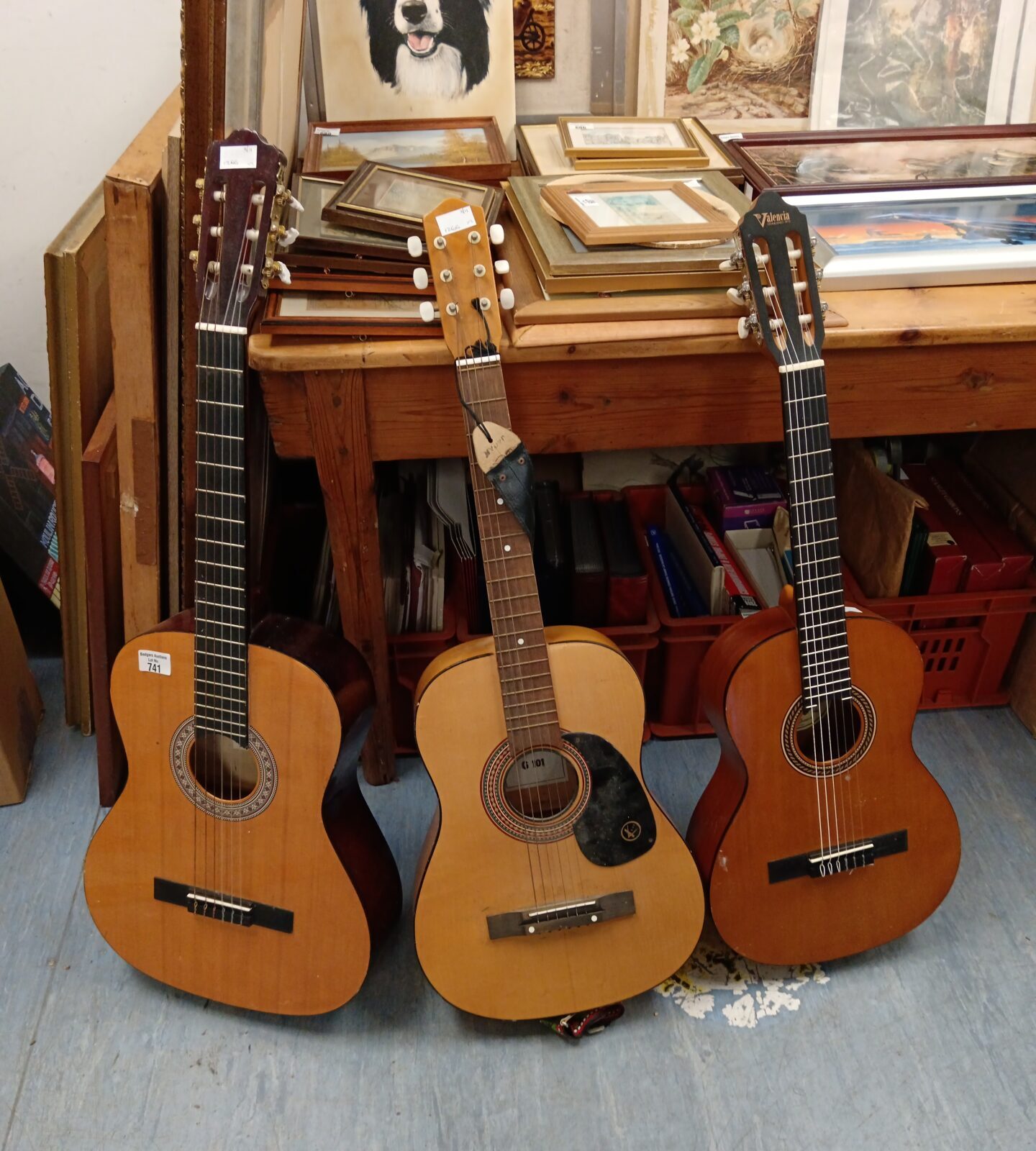 Three acoustic guitars including encore & valencia