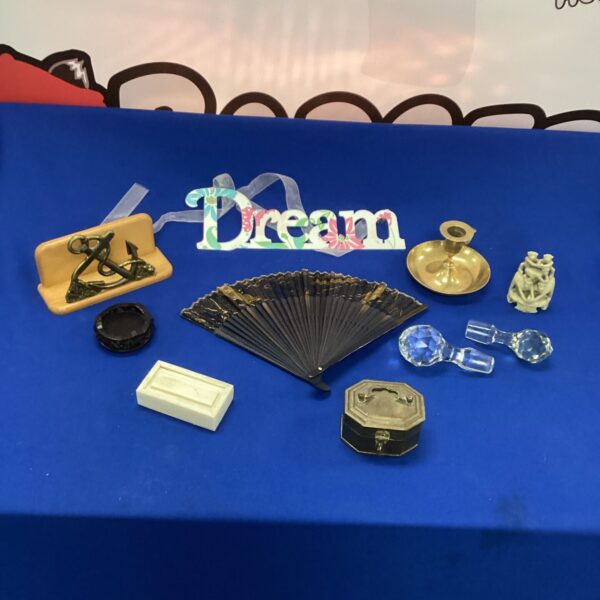 Vintage Japanese fan and mixed lot of collectibles.