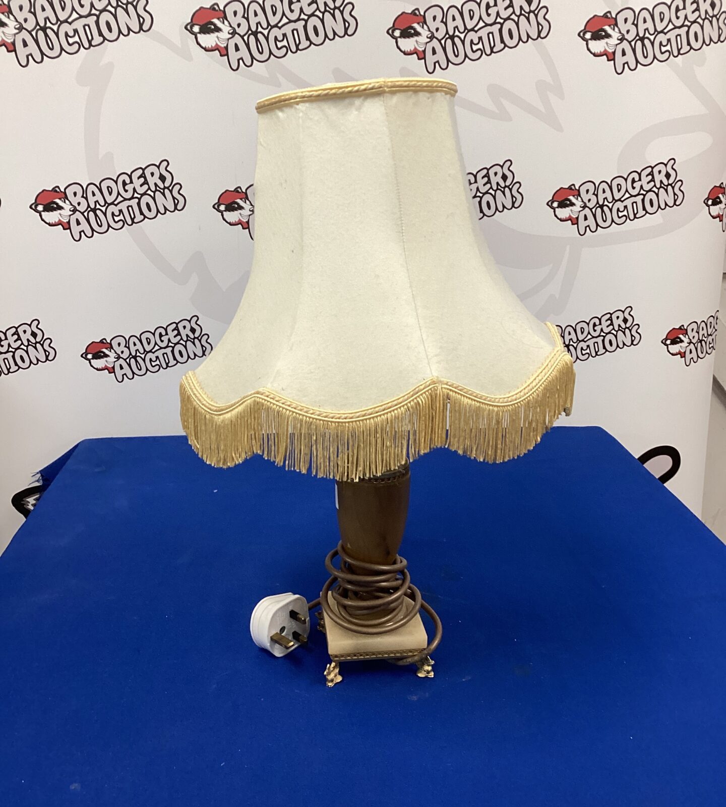 Marble table lamp with brass fish feet