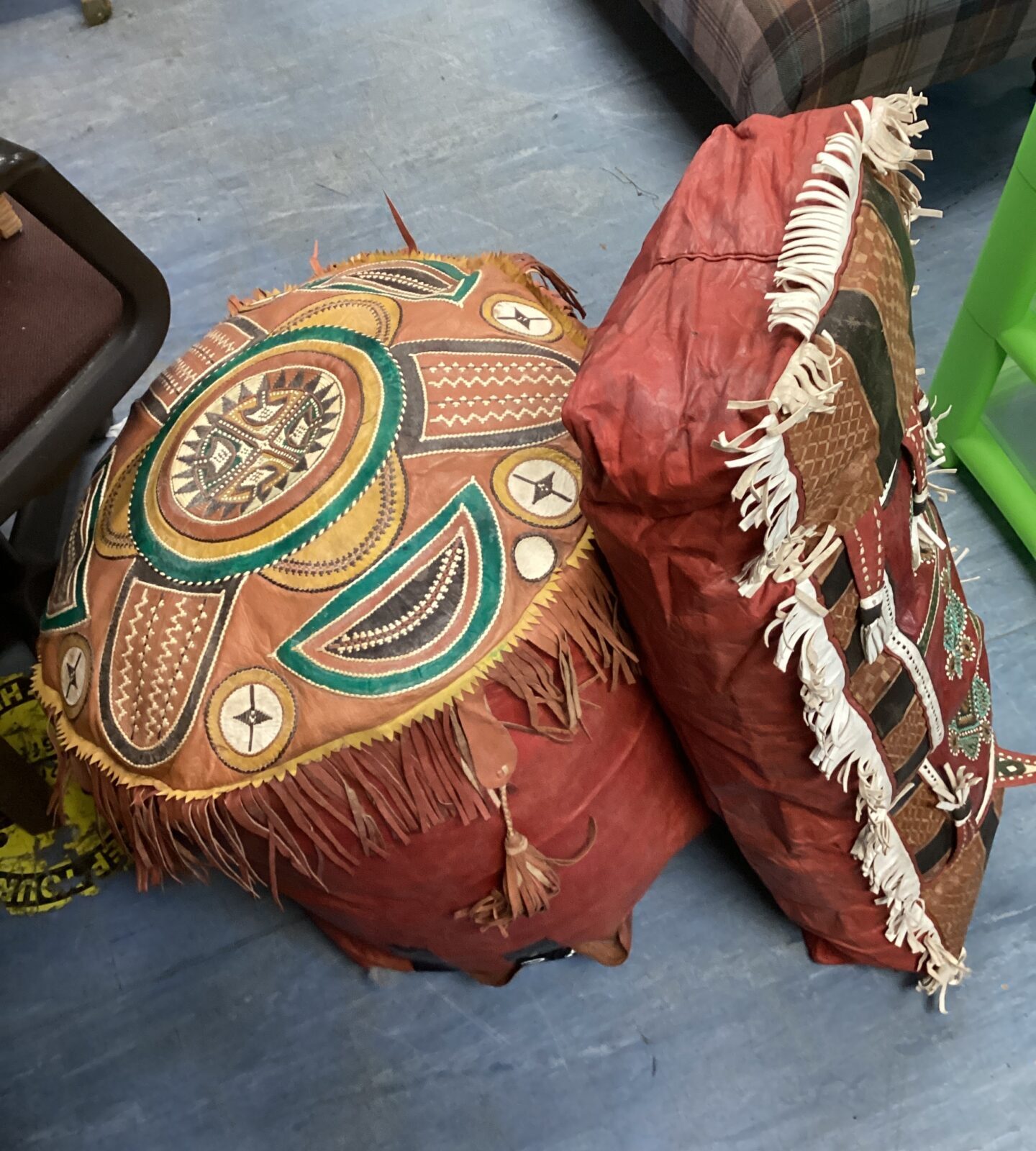 Two Moroccan foot stools