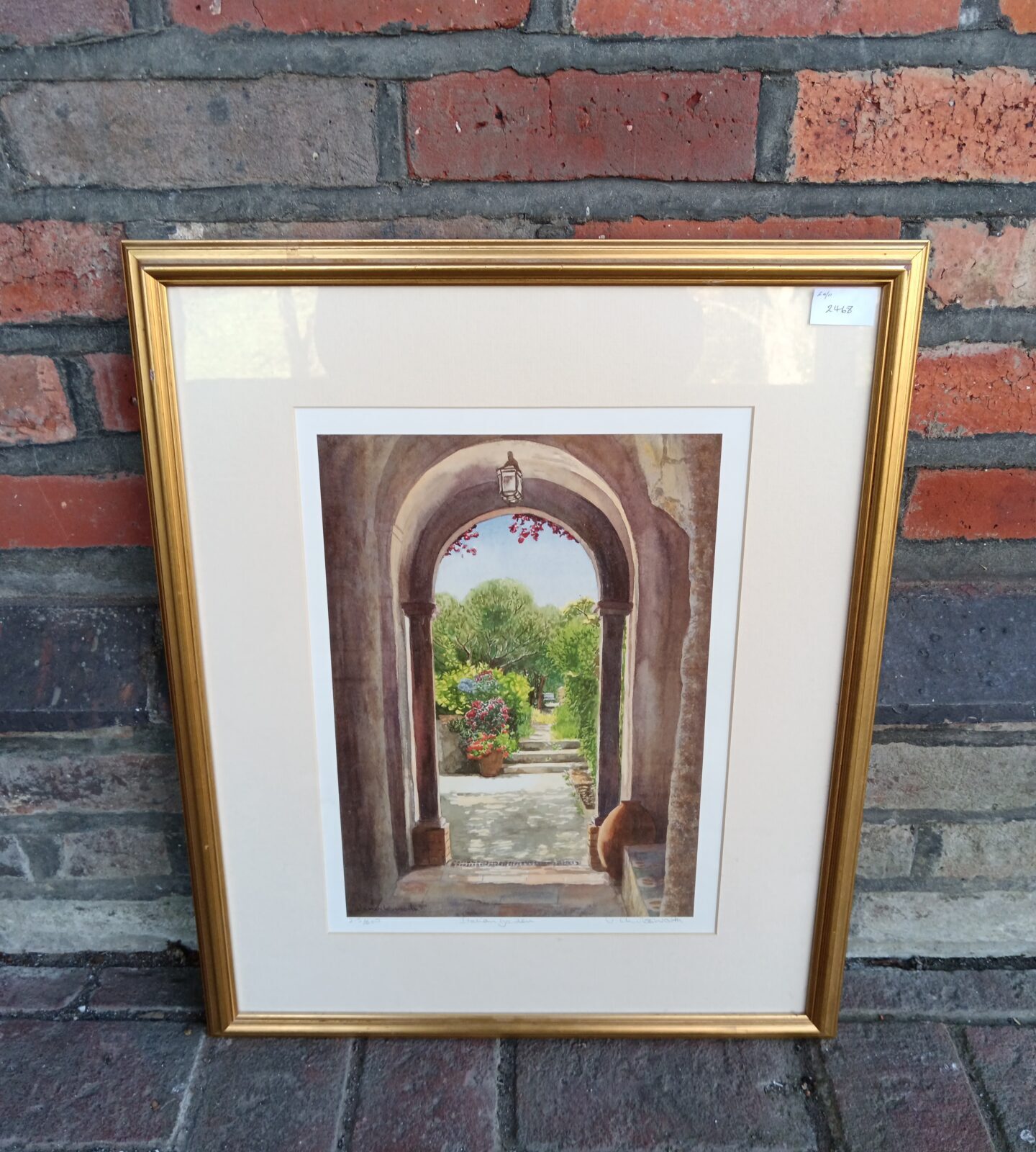 V Charlesworth signed limited edition 213/500 print titled Italian garden