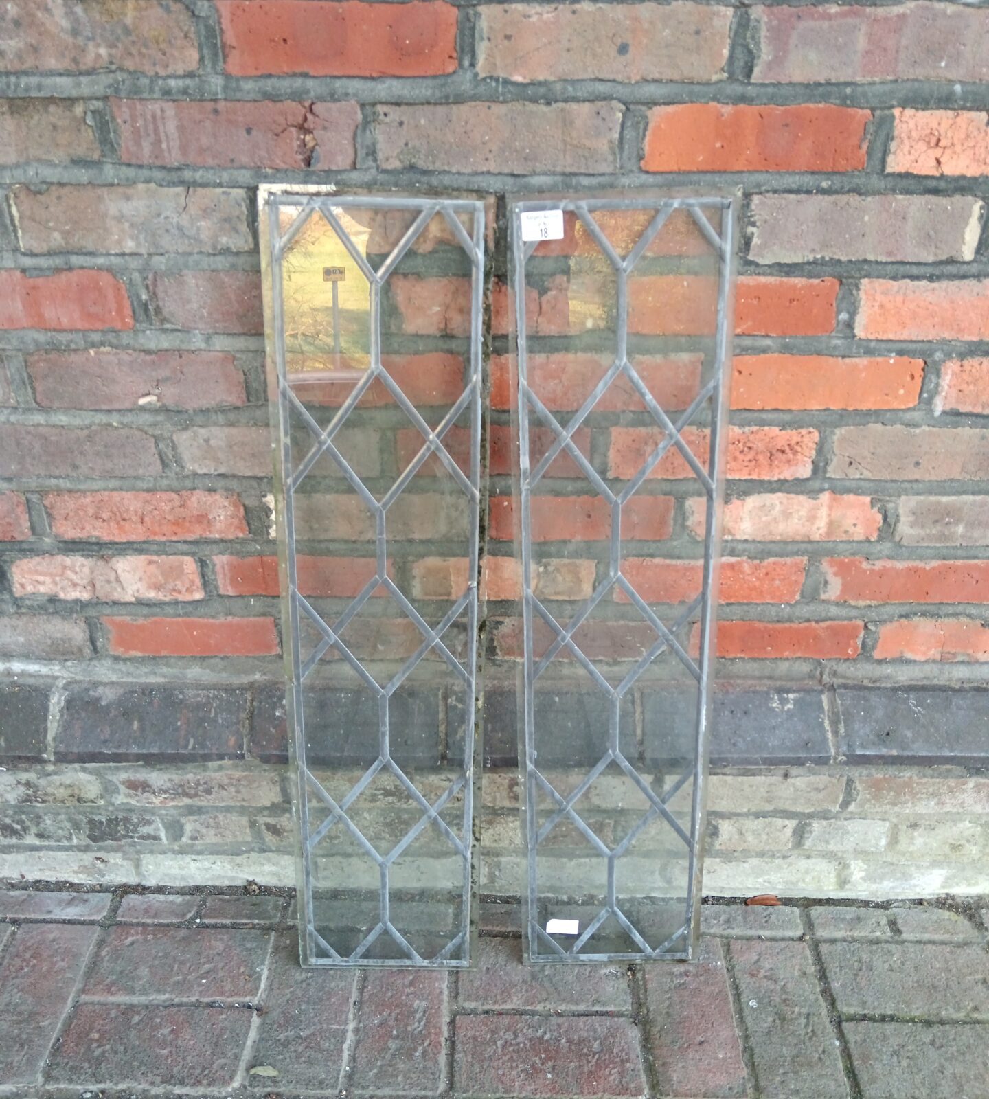 Two leaded glass window panels 36" x 8.5"