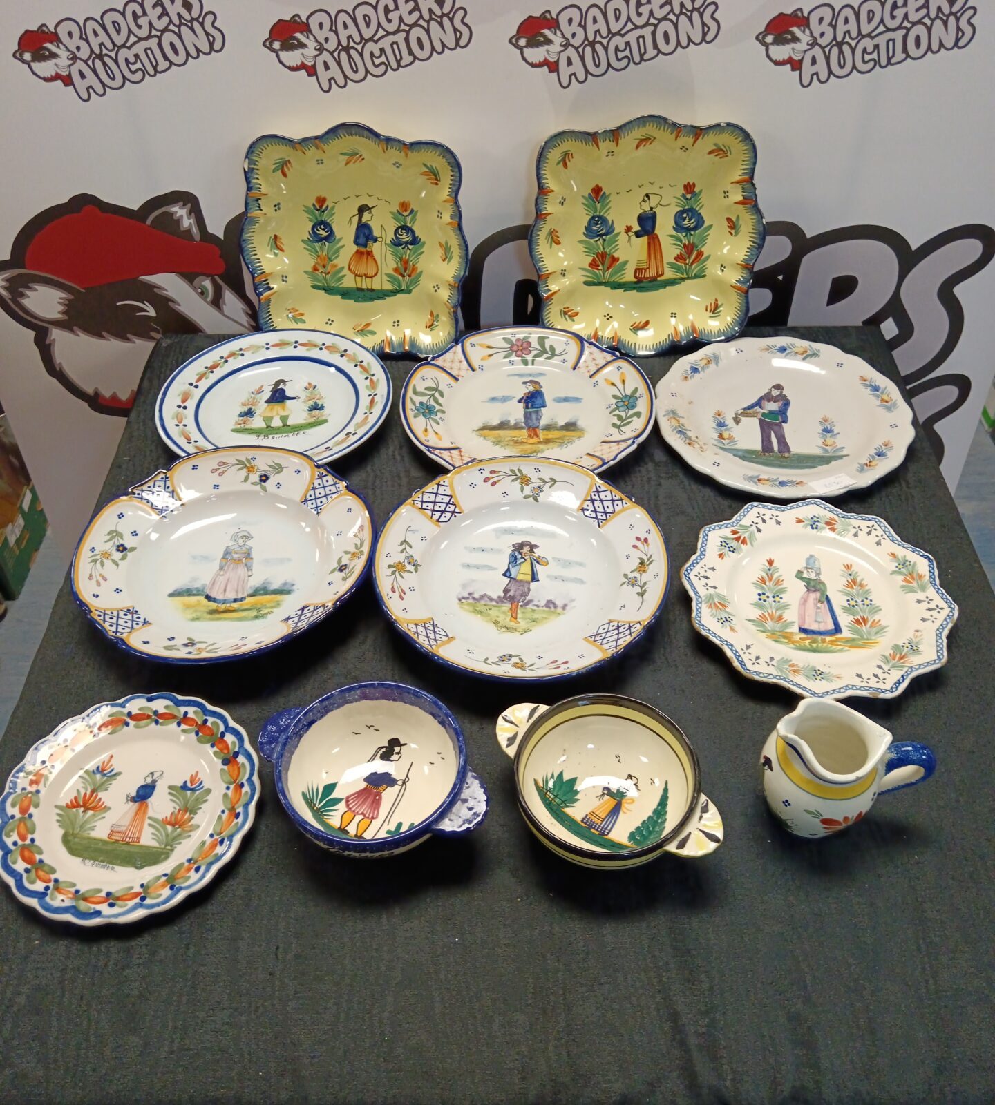 Collection of Quimper plates & bowls