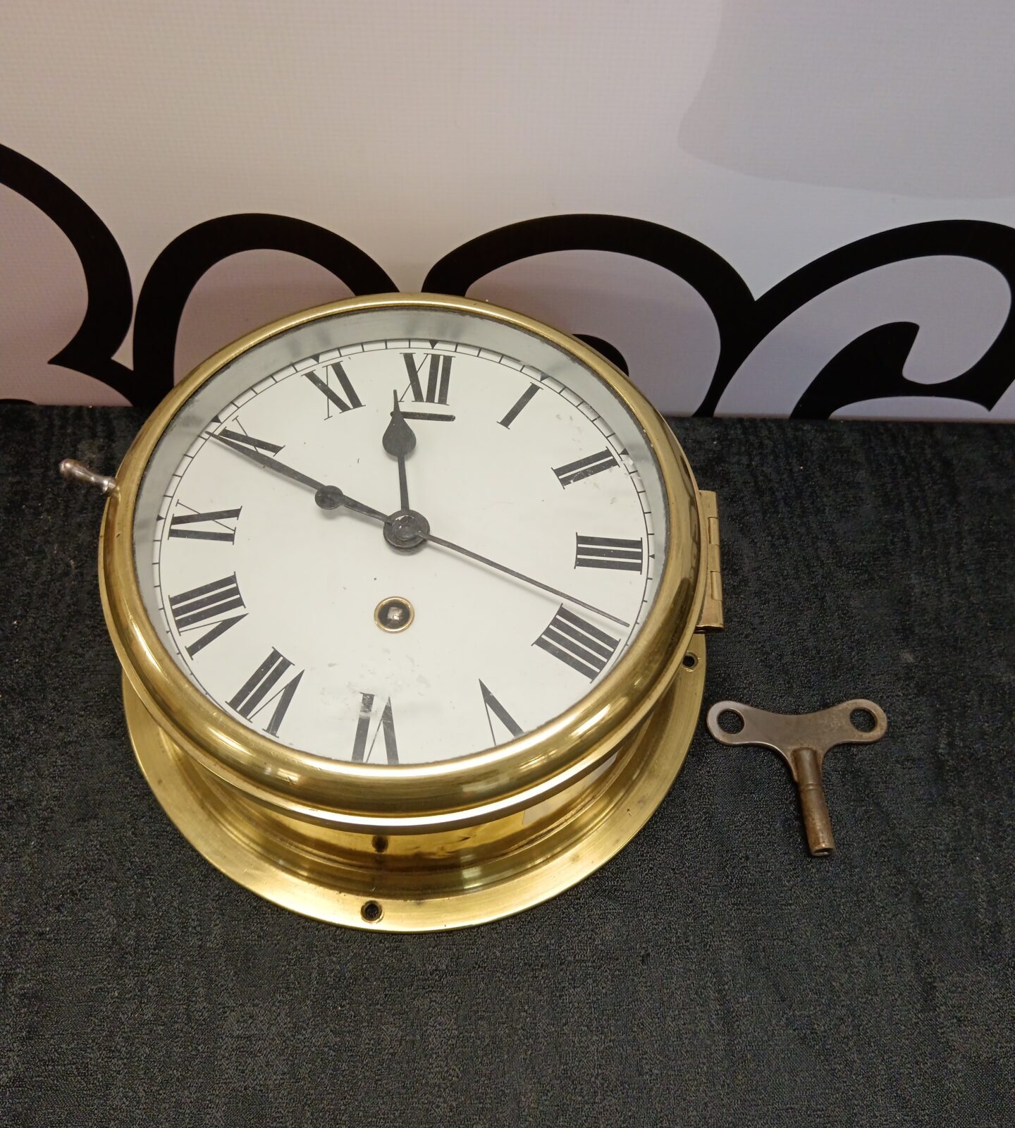 Vintage brass mechanical ships clock