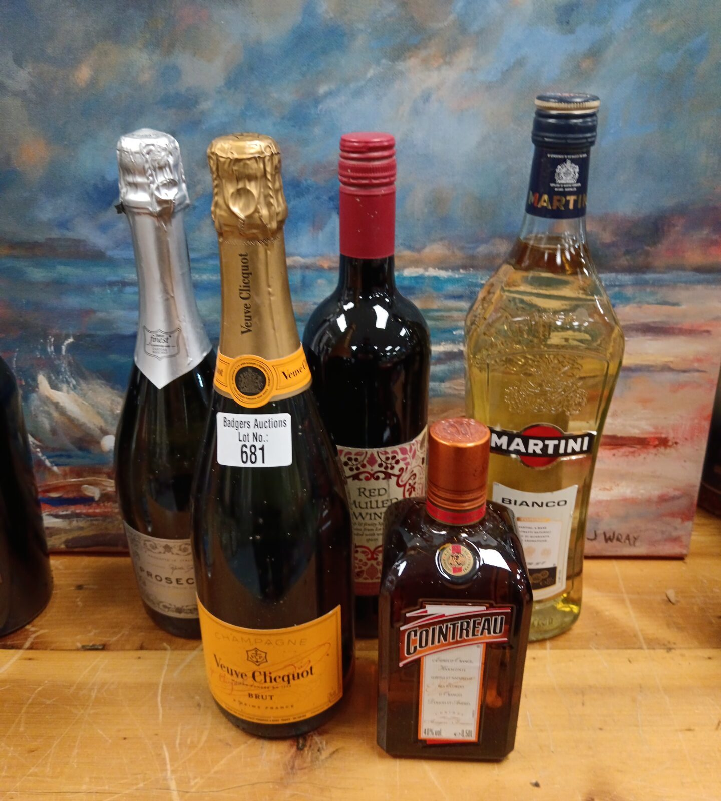 Five bottles of wine & champagne including veuve clicquot