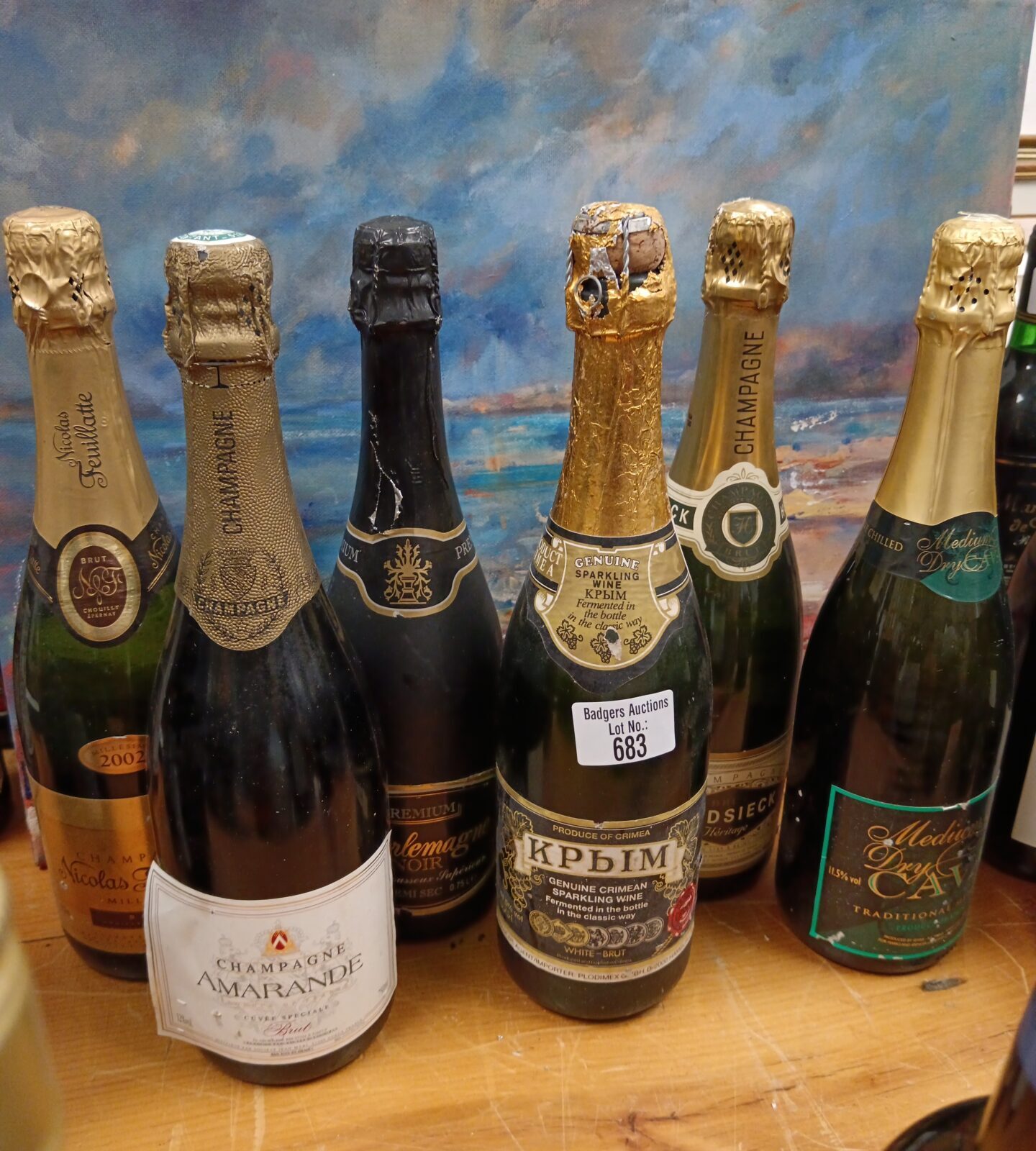 Six bottles of champagne including heidsieck & amarande