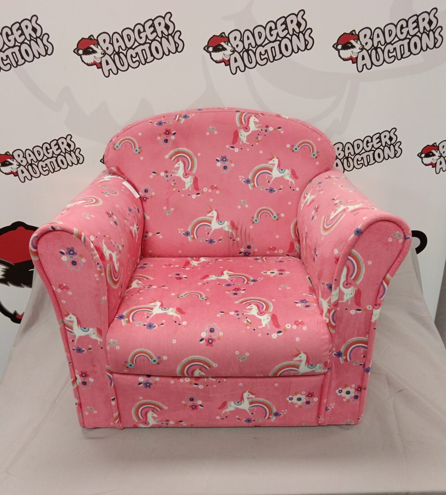 Pink unicorn child's armchair