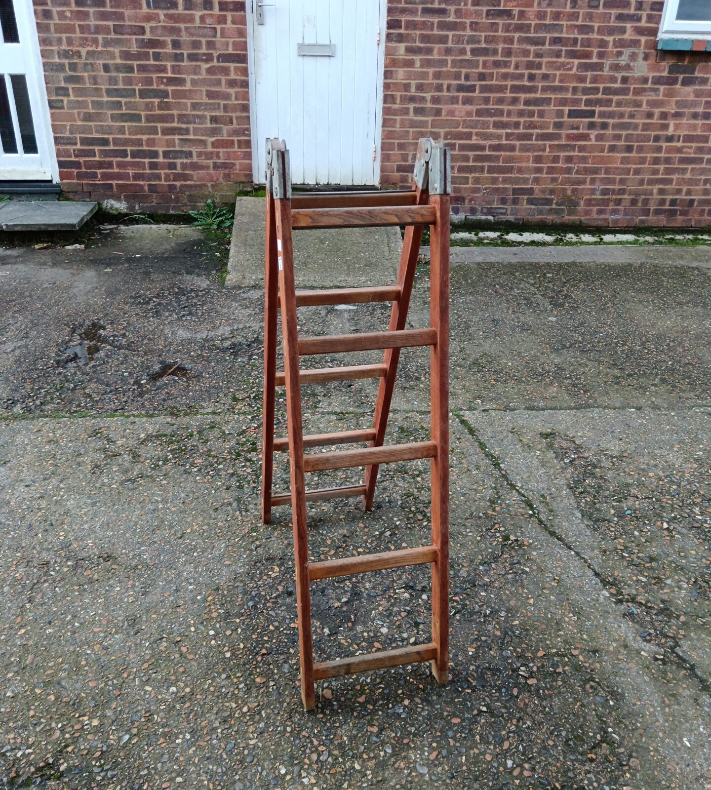 Vintage wooden 10 run folding ladder