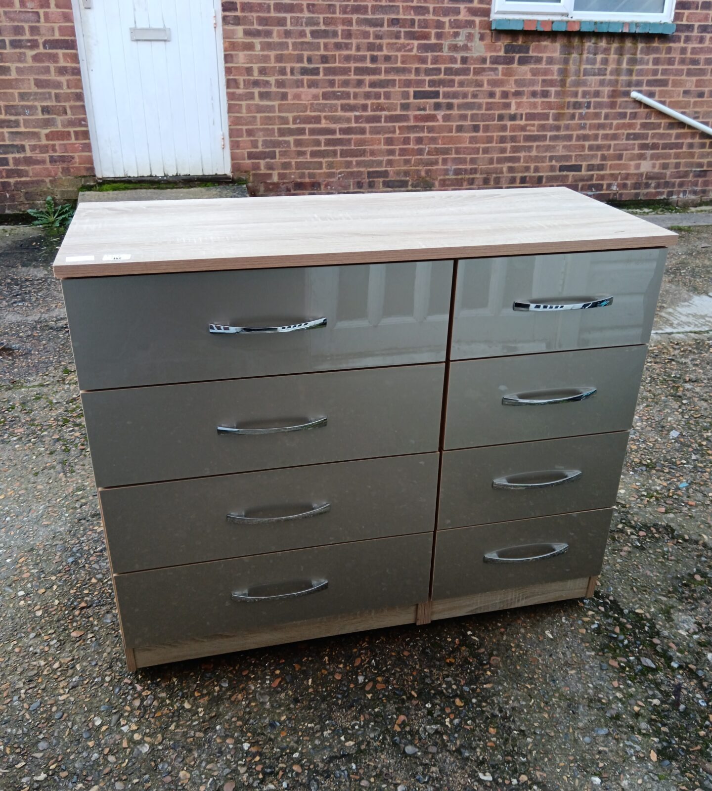 Grey lacquered fronted 8 drawer cabinet