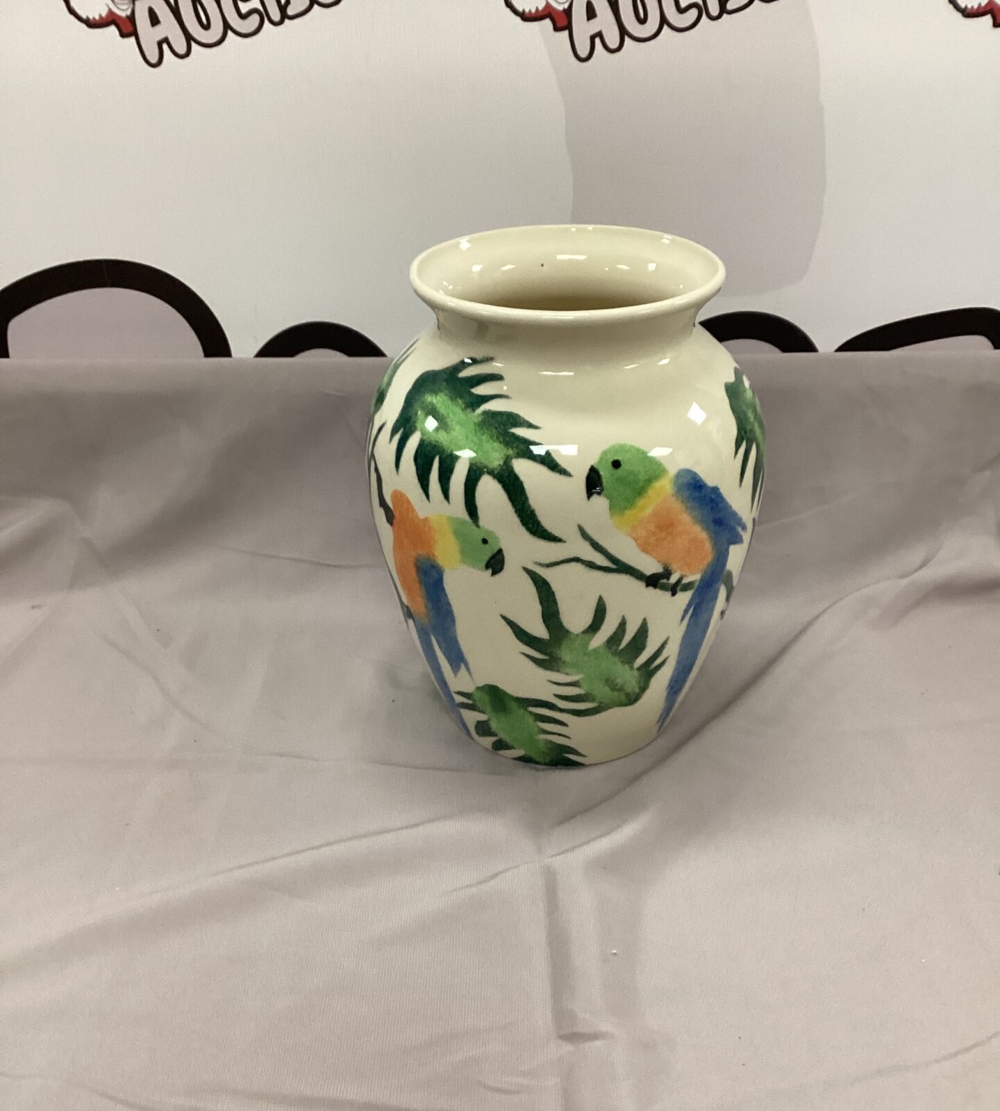 Jane & Stphen Baughan Handpainted Parrot Vase