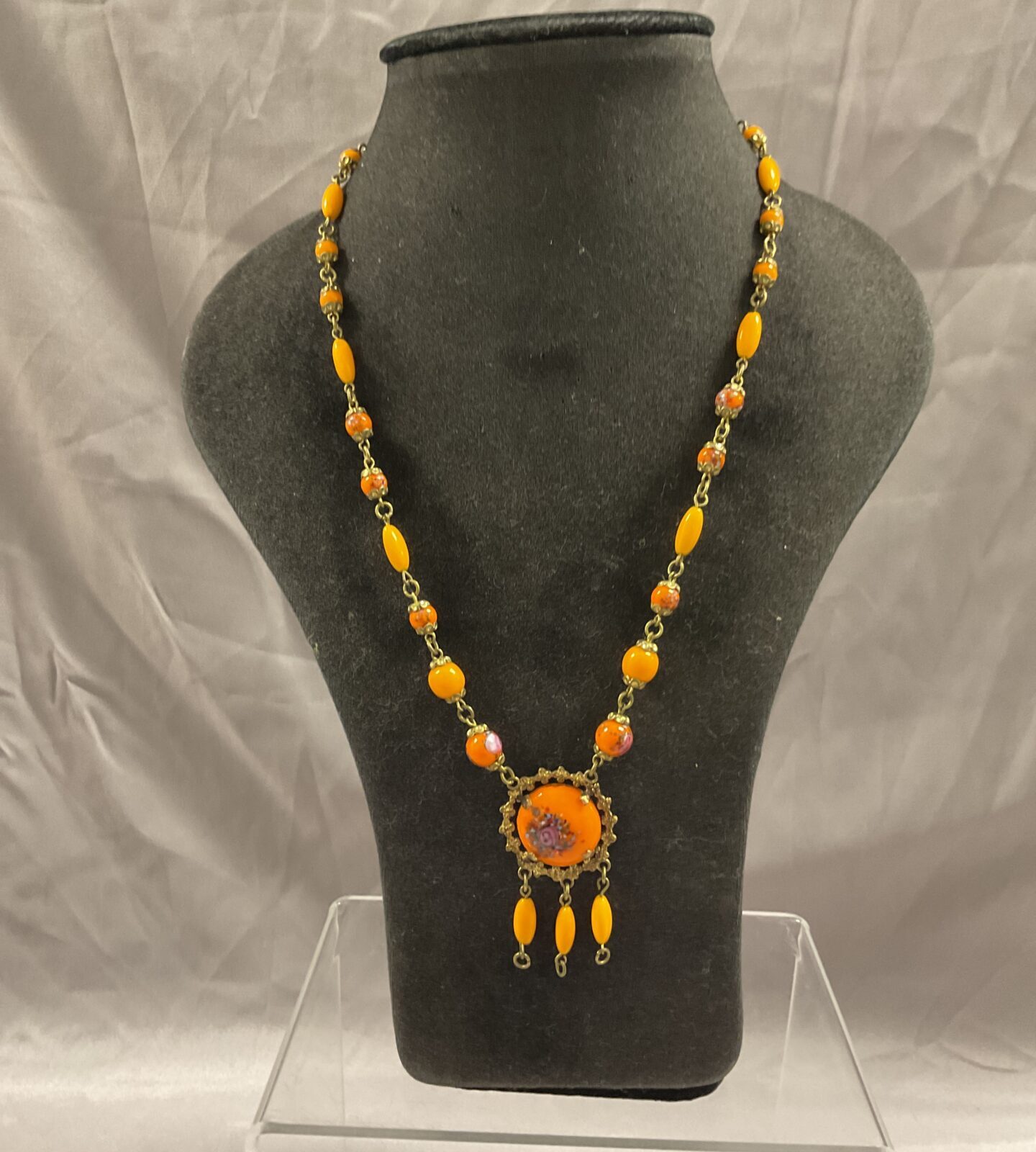 wedding cake orange bead necklace