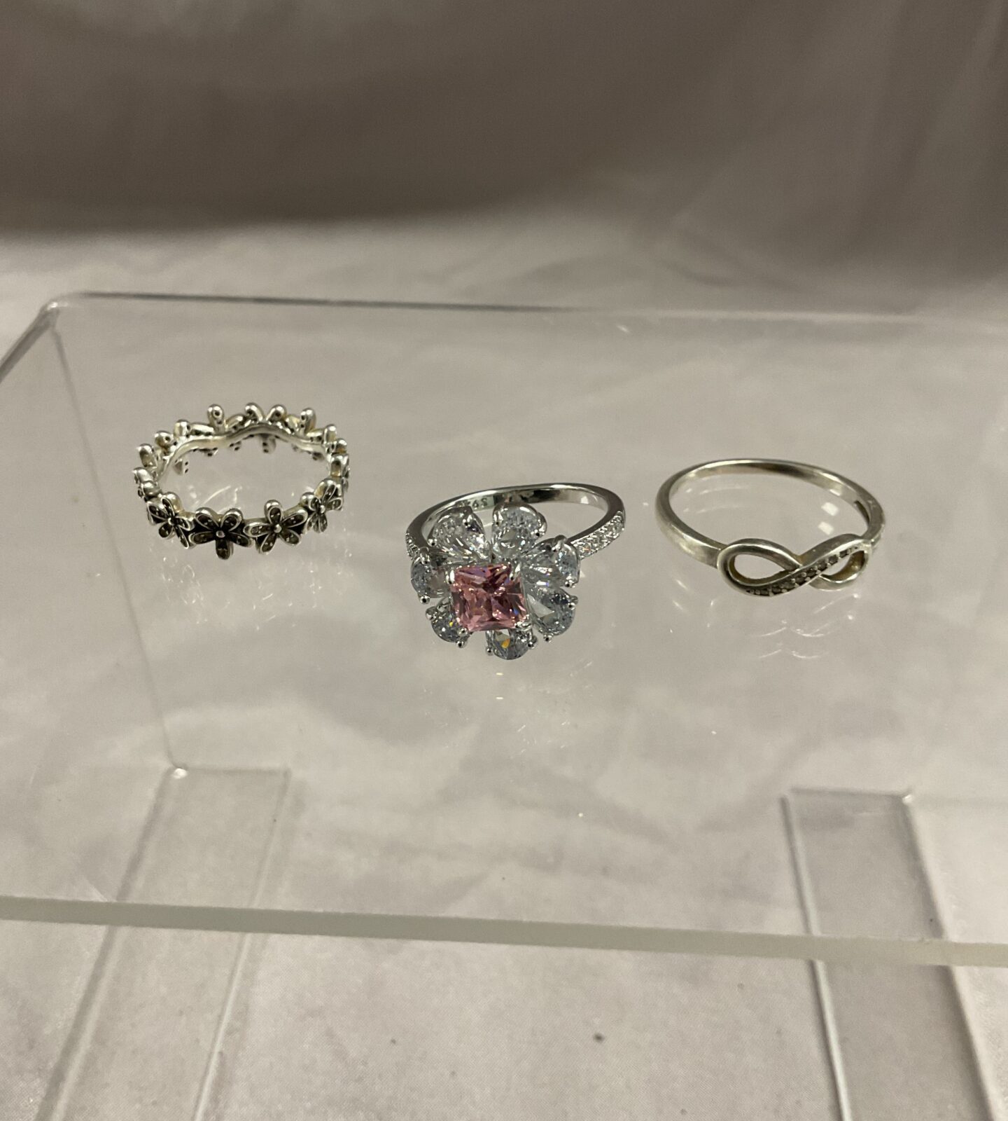 Three 925 Silver Rings Sizes N P T