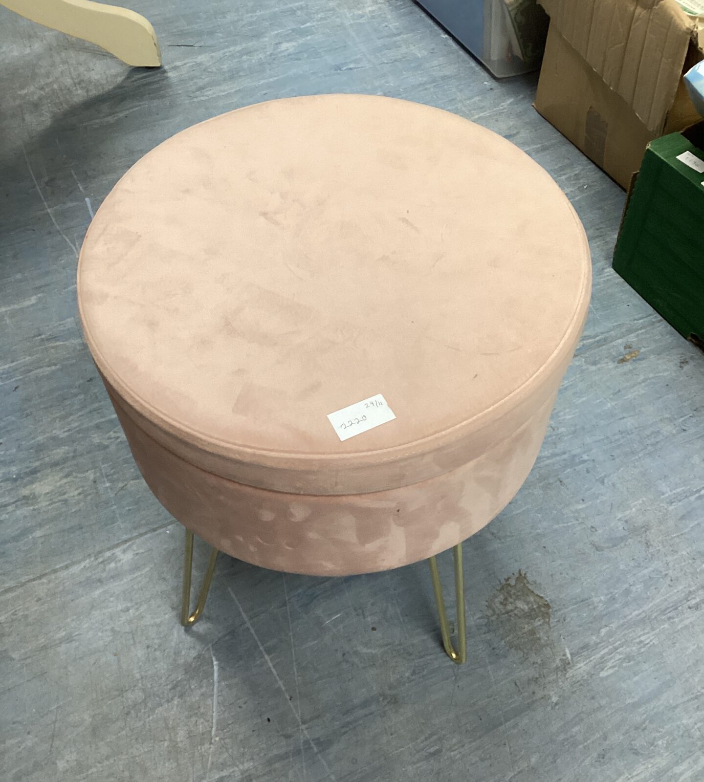 Pink seated storage stool