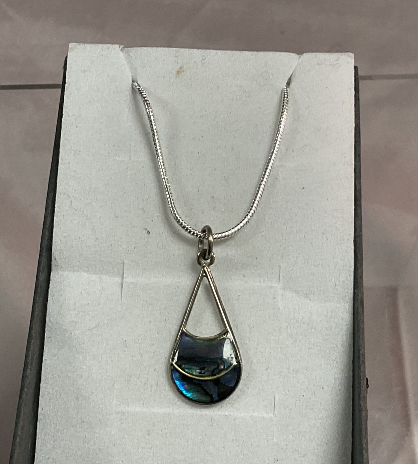 925 silver 20” Snakelink teardrop pendant necklace