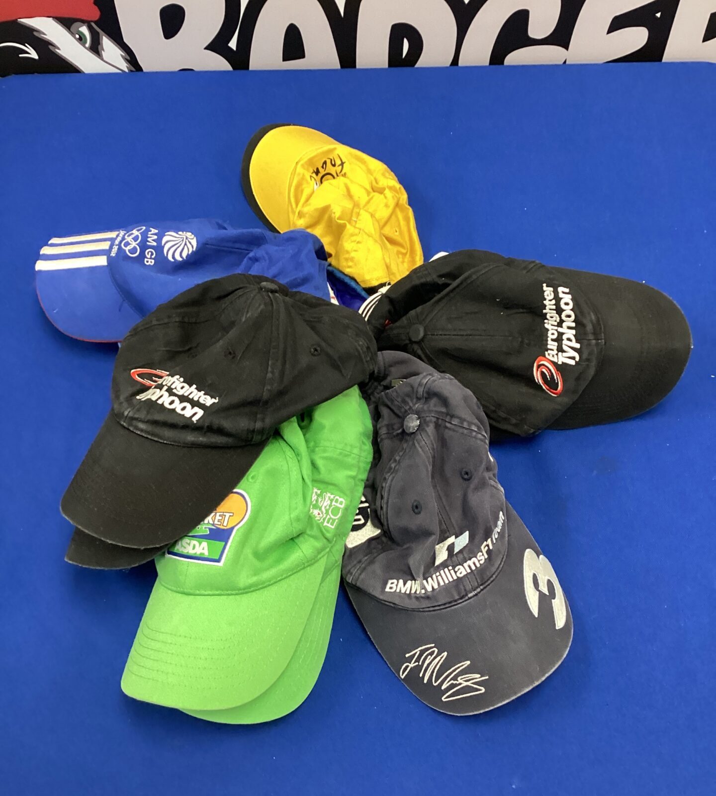 Bundle of branded caps inc adidas & eurofighter typhoon