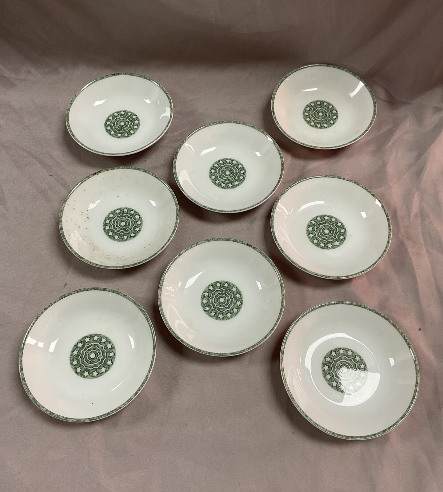 Eight Hermes porcelain Paris early America 4” dishes