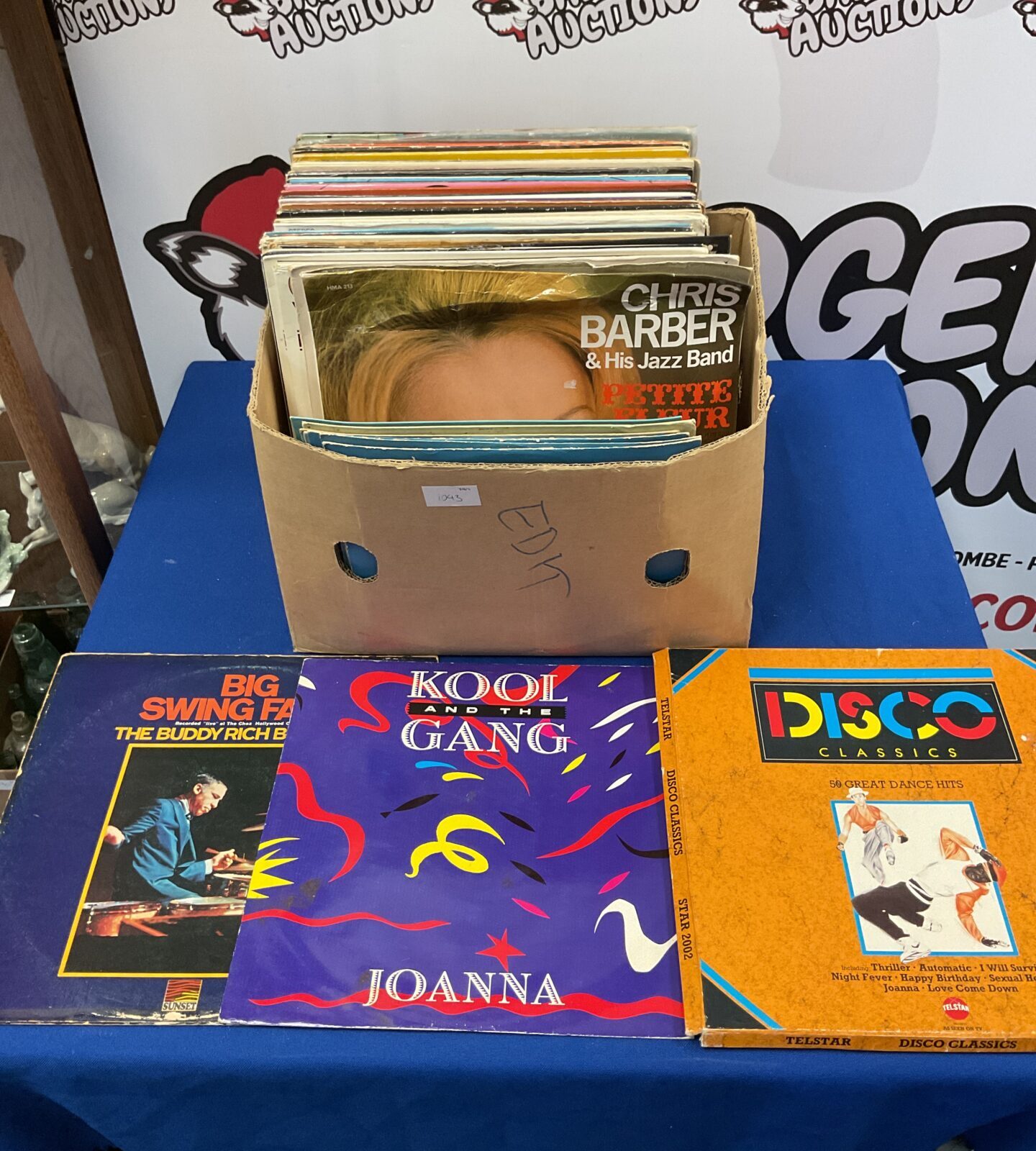 Collection of 12” vinyl records mainly jazz but includes Kool and the gang and big swing face