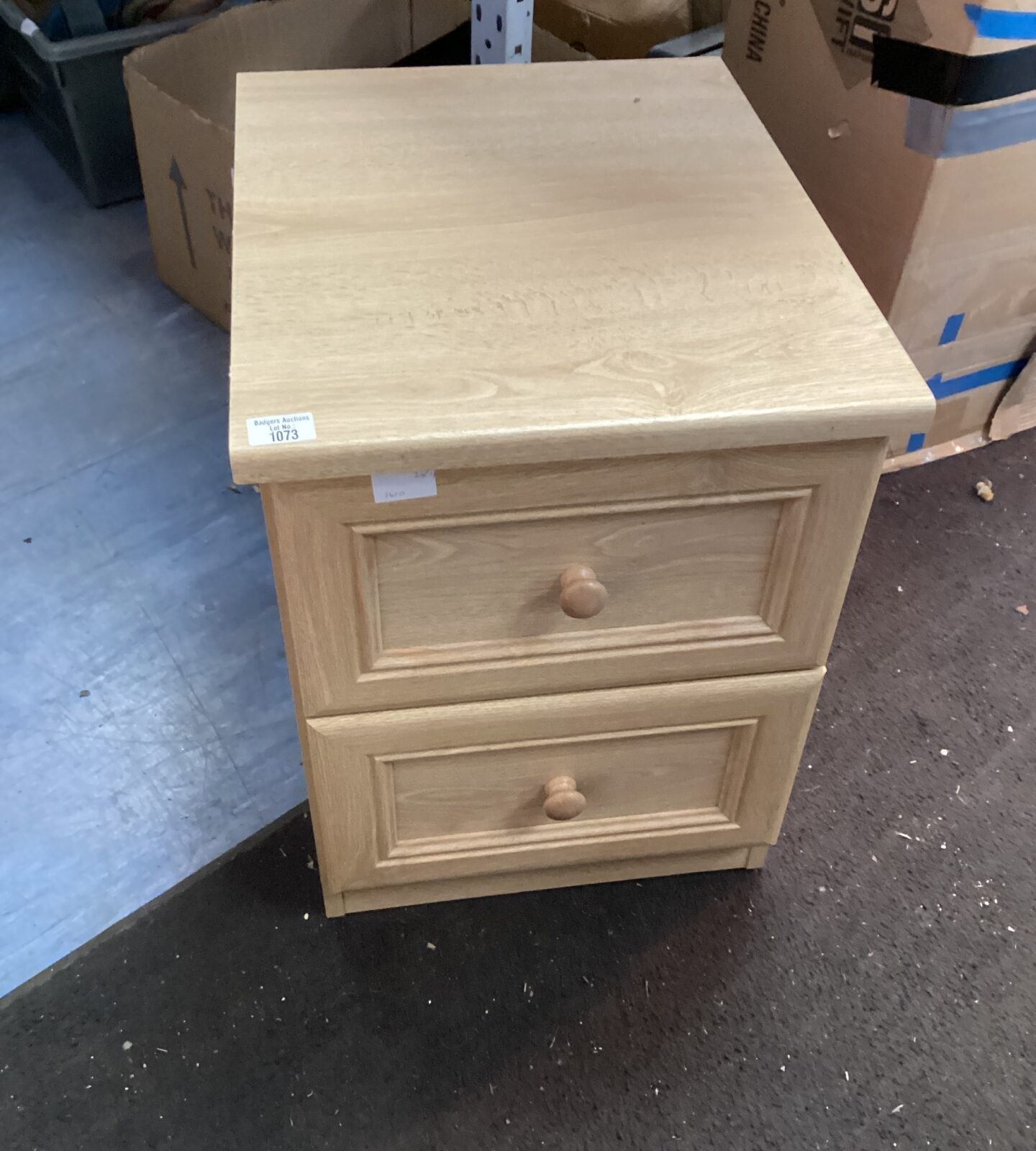 Small limed oak effect bedroom cabinet