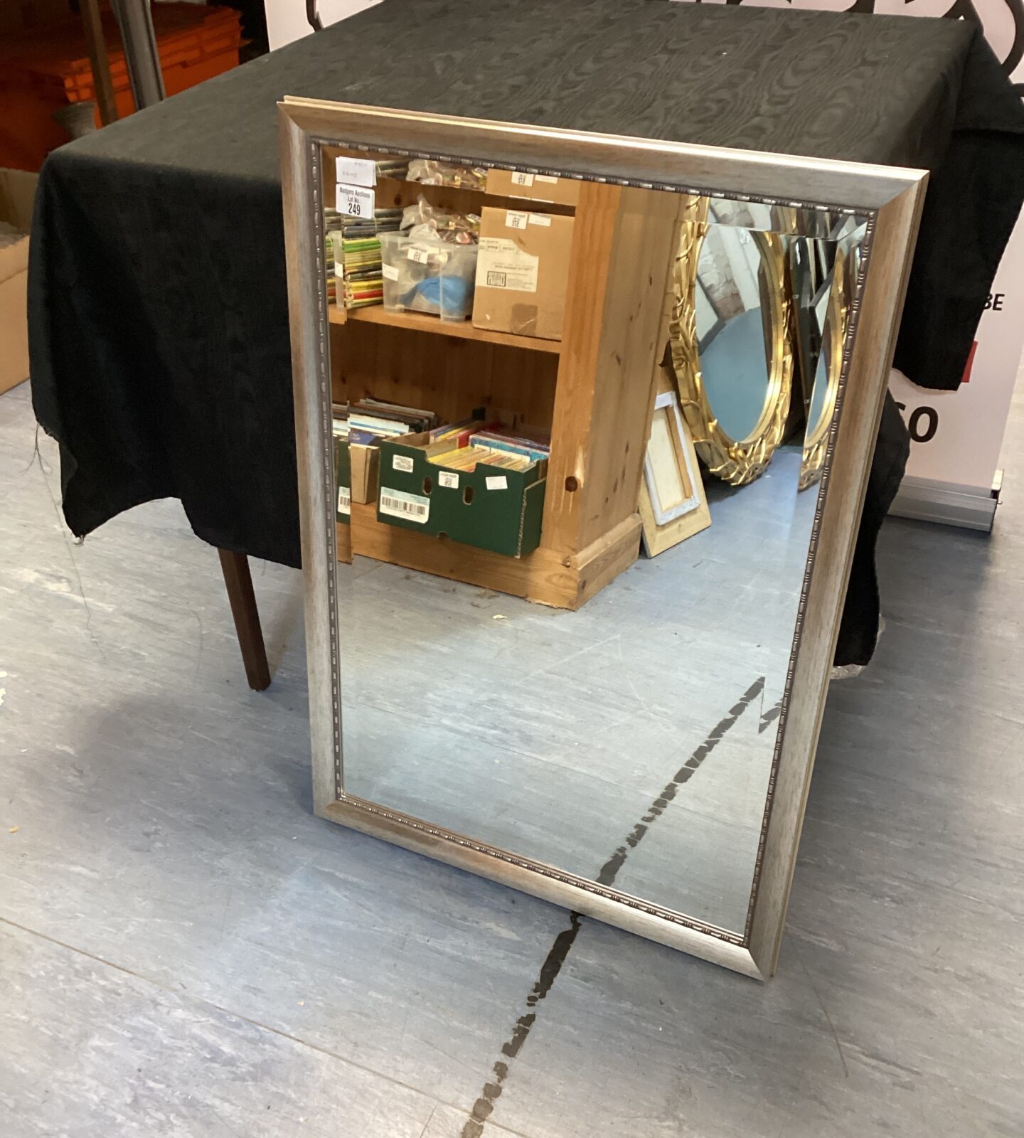Wood framed bevel edged mirror 32”x 23”