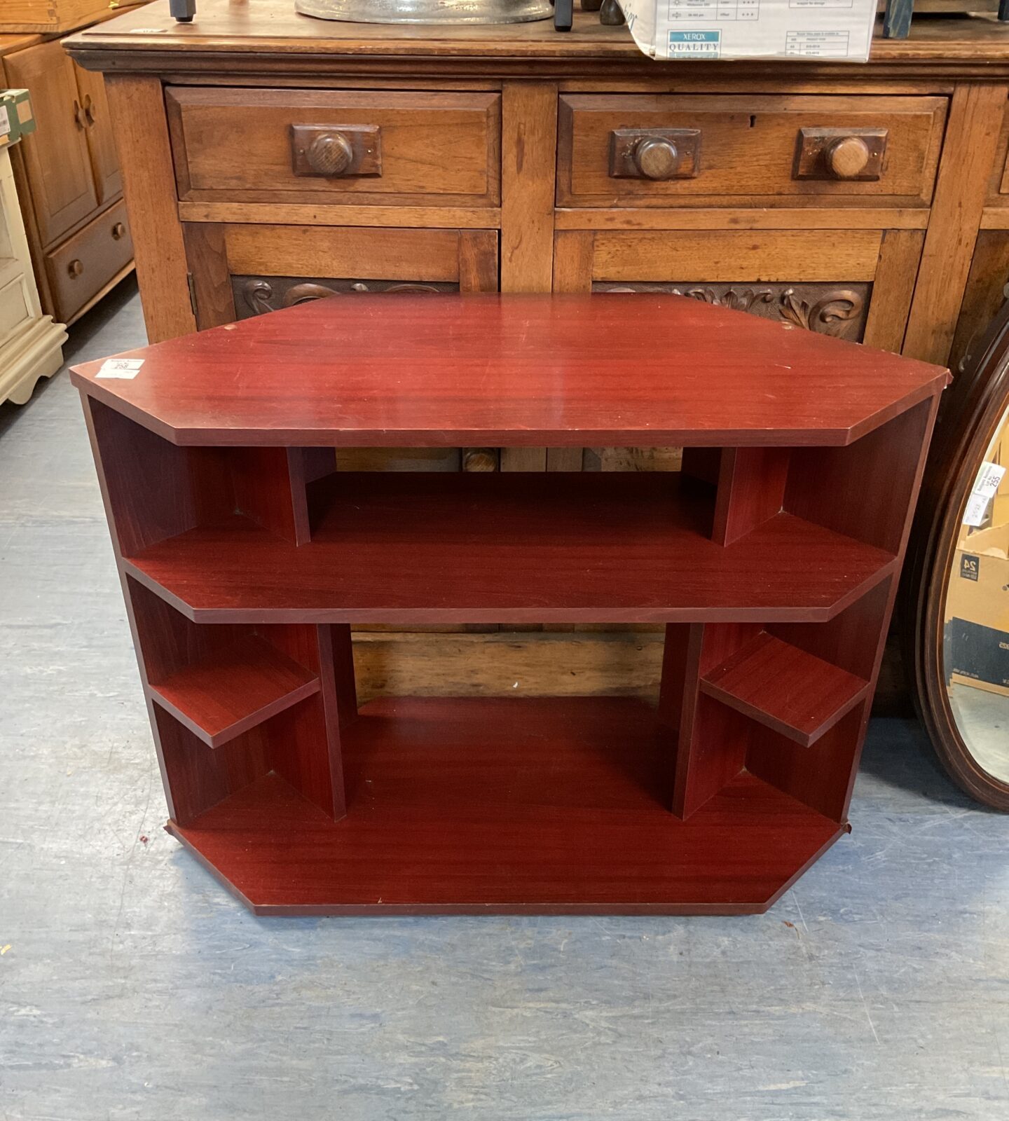 Mahogany effect tv corner cabinet