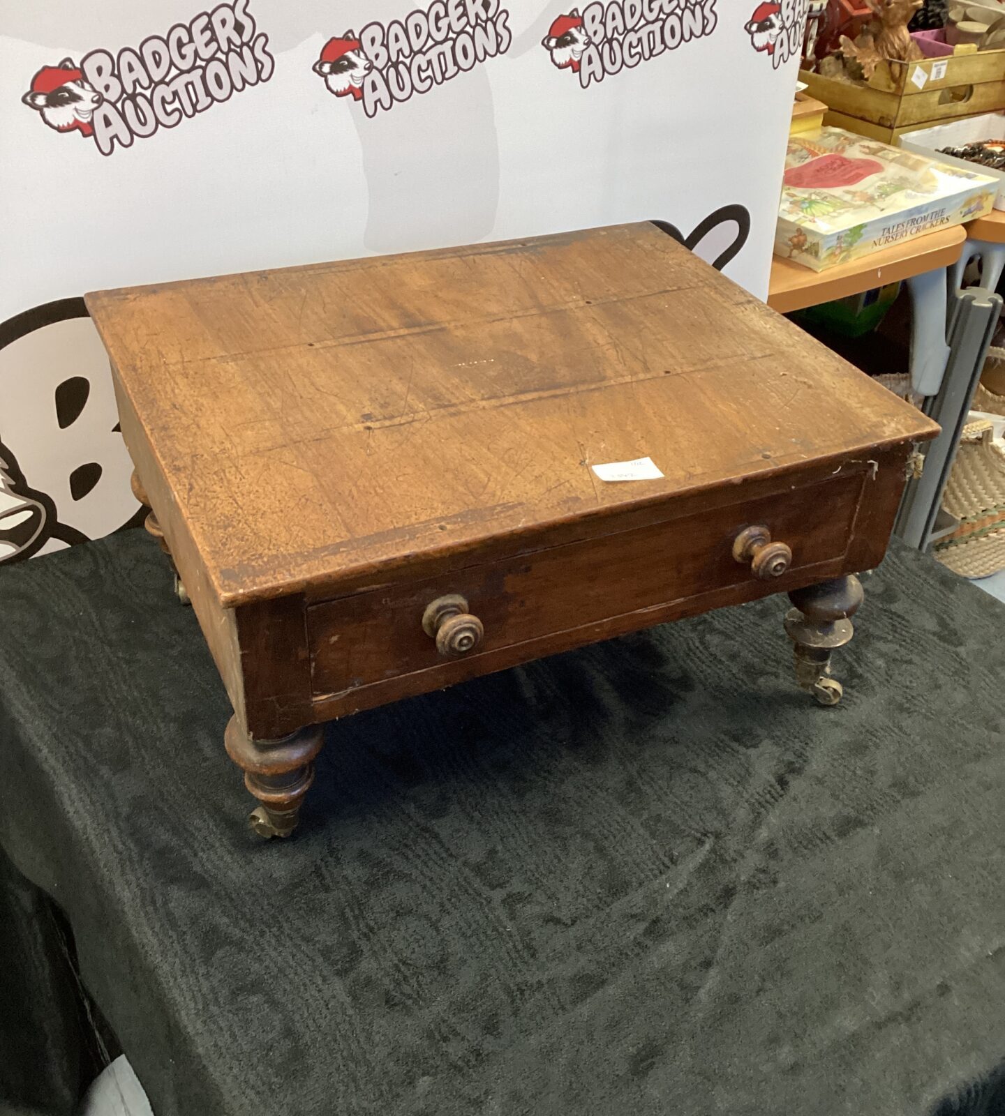 Antique Elm small drawer cabinet  on casters