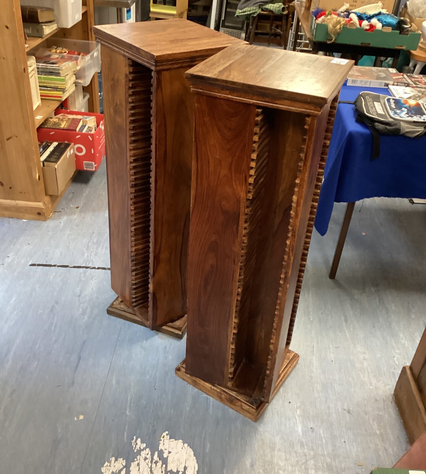 Two Solid Mango Wood Revolving CD Rack