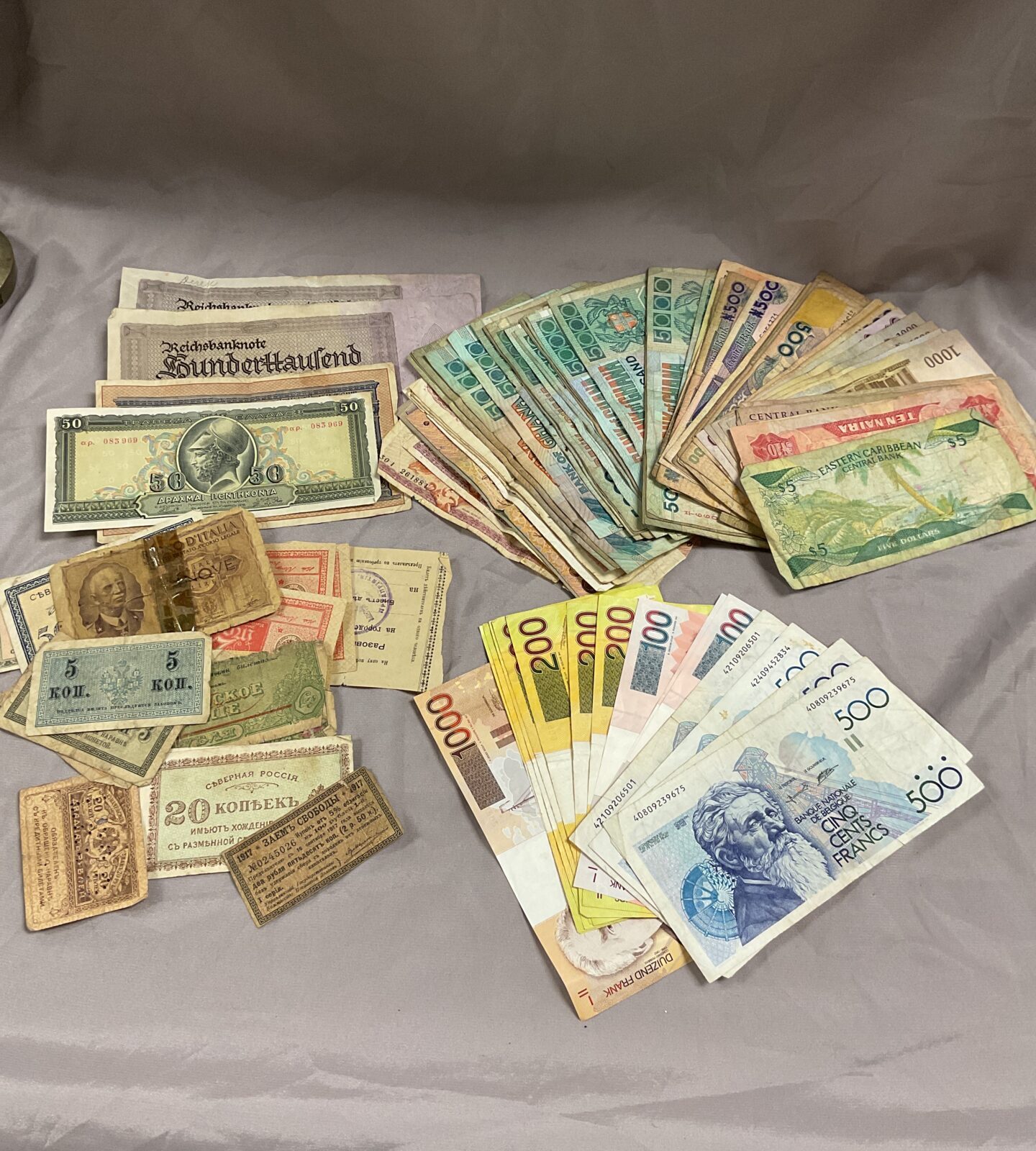 Large collection of assorted foreign banknotes