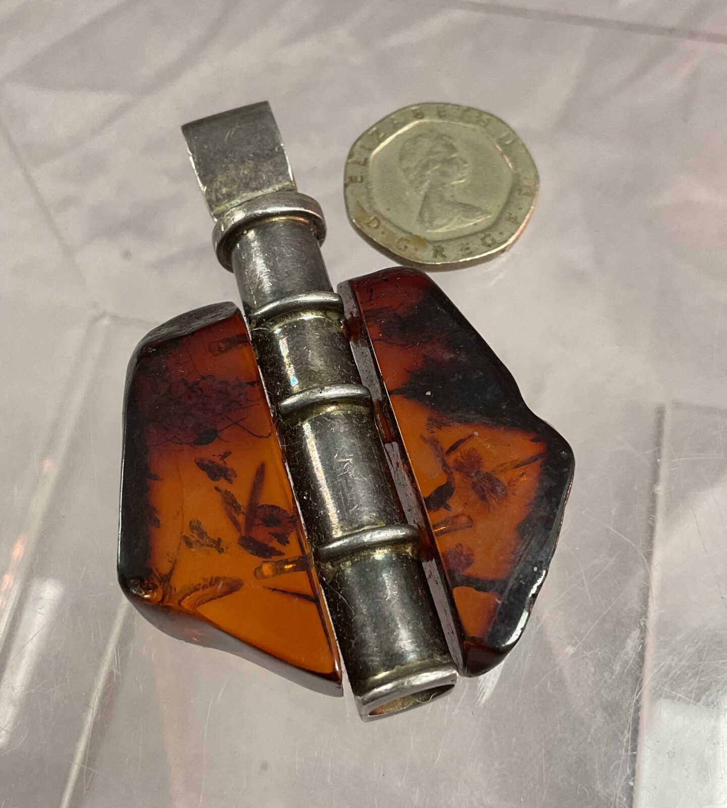 925 Silver and Amber pendant