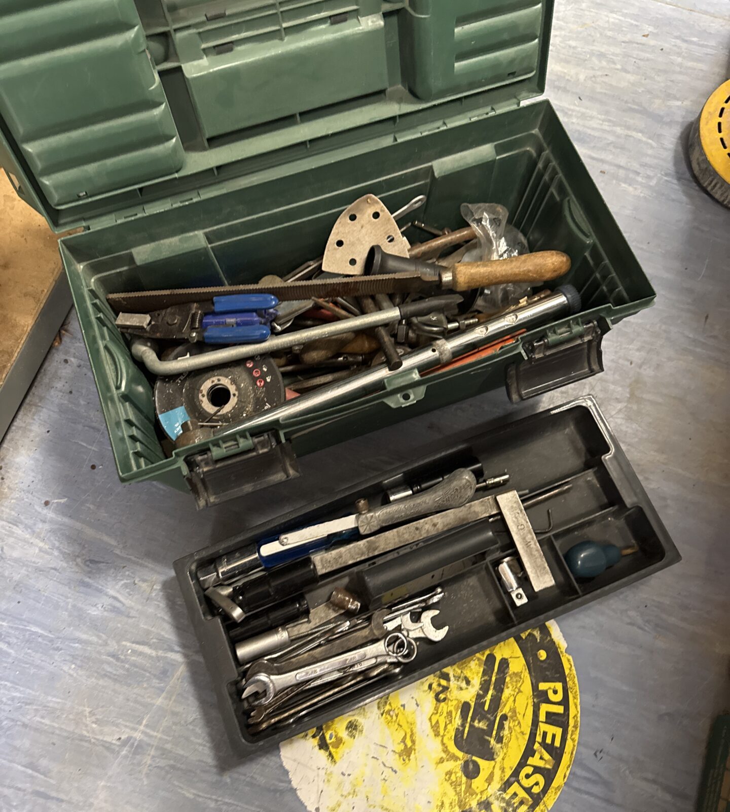 Plastic toolbox with contents