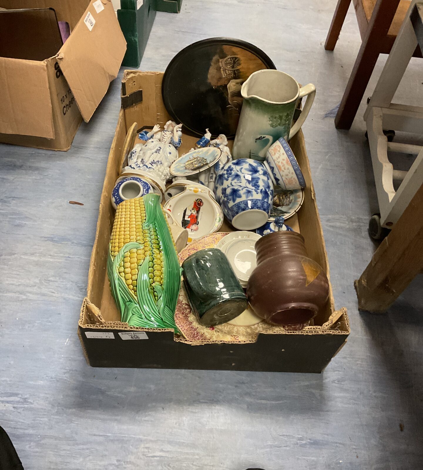 Box of mixed china and pottery