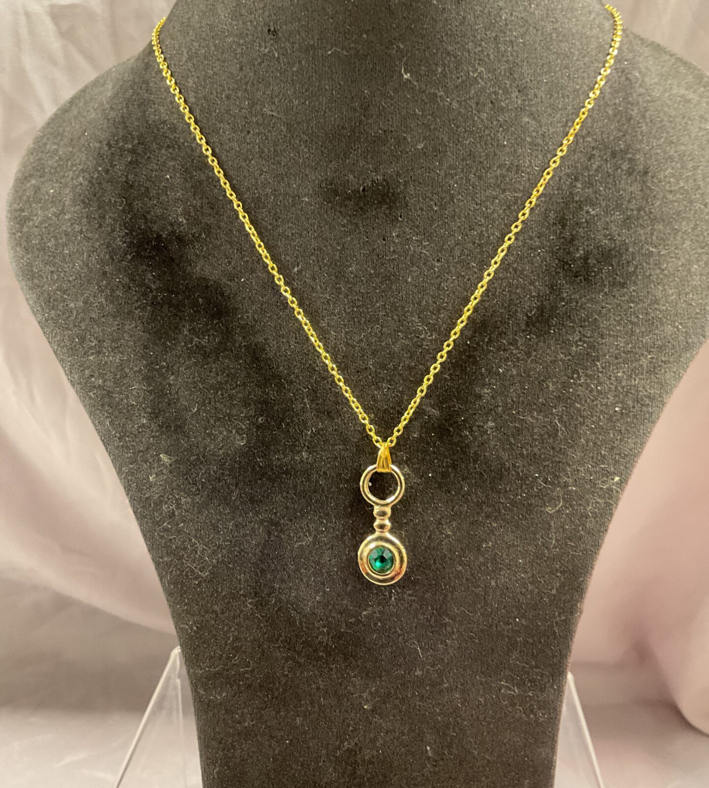 925 silver gilt 18” pendant necklace set with aqua stone