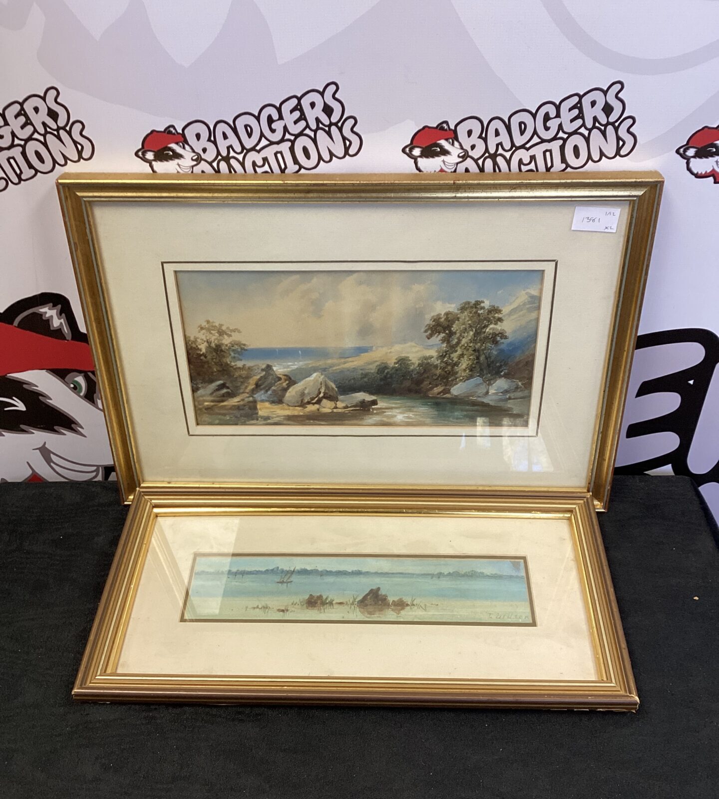 t wilson watercolour & george dawlish watercolour of a coastal scene