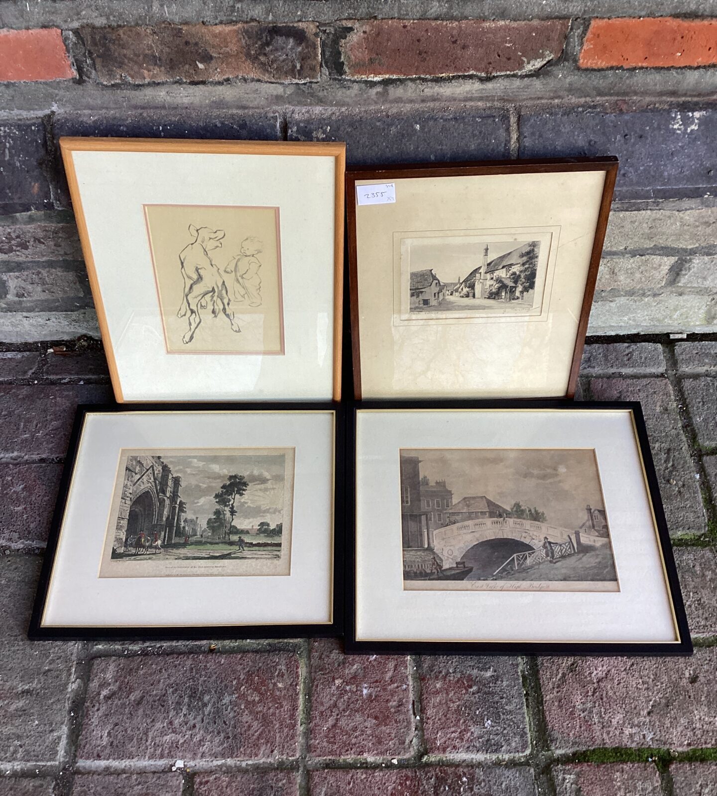 Four framed vintage prints & engravings