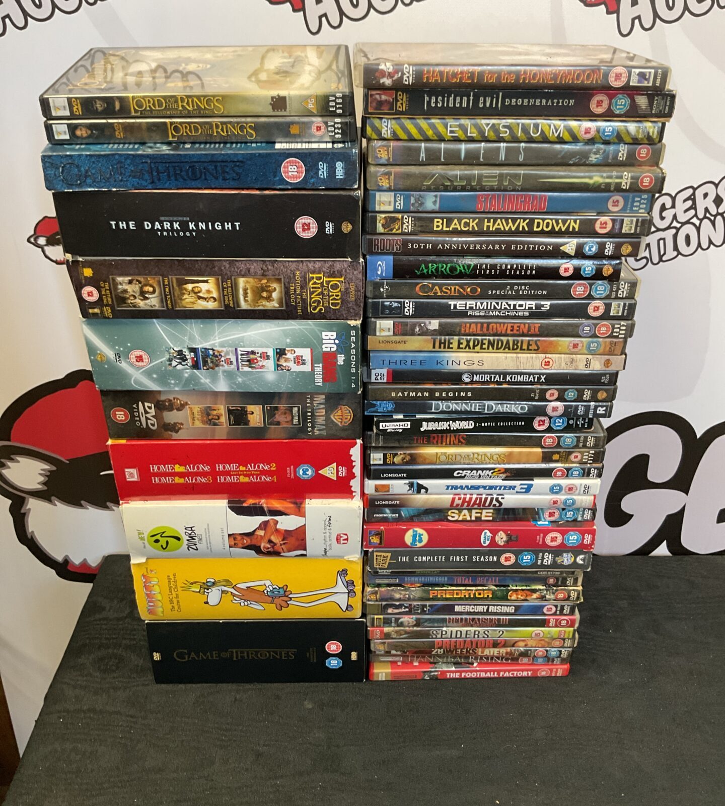 Large collection of dvds including game of thrones boxset and lord of the rings boxset