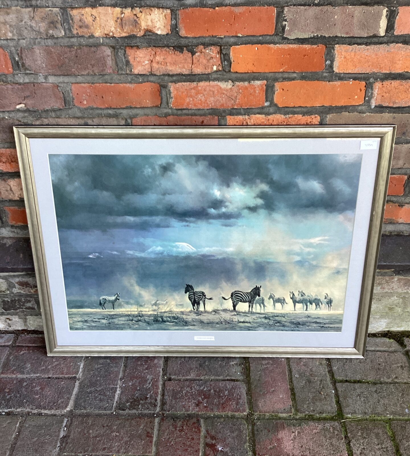 Large david shepherd print titled storm over amboseli