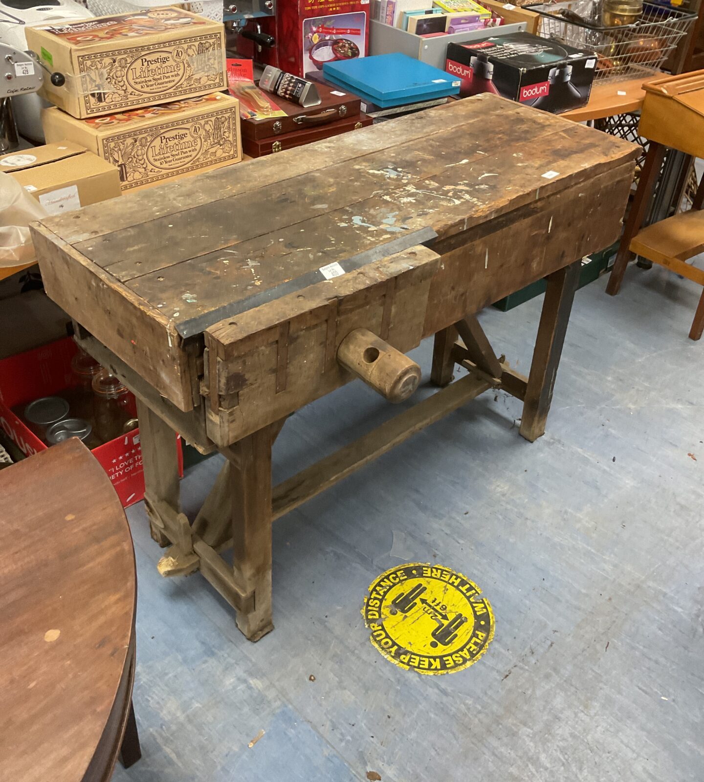 Vintage wooden workbench