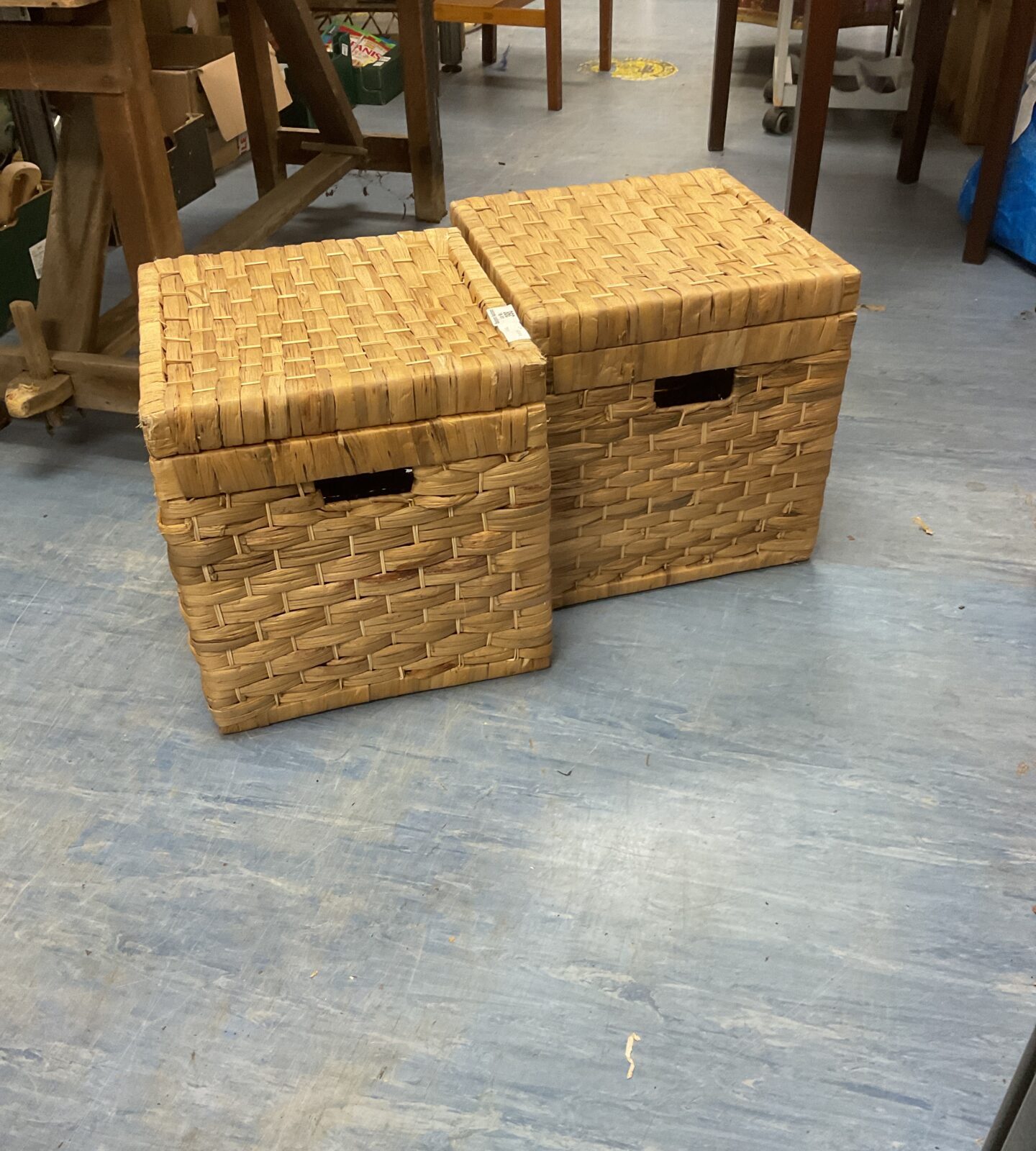 Two ballrush storage boxes