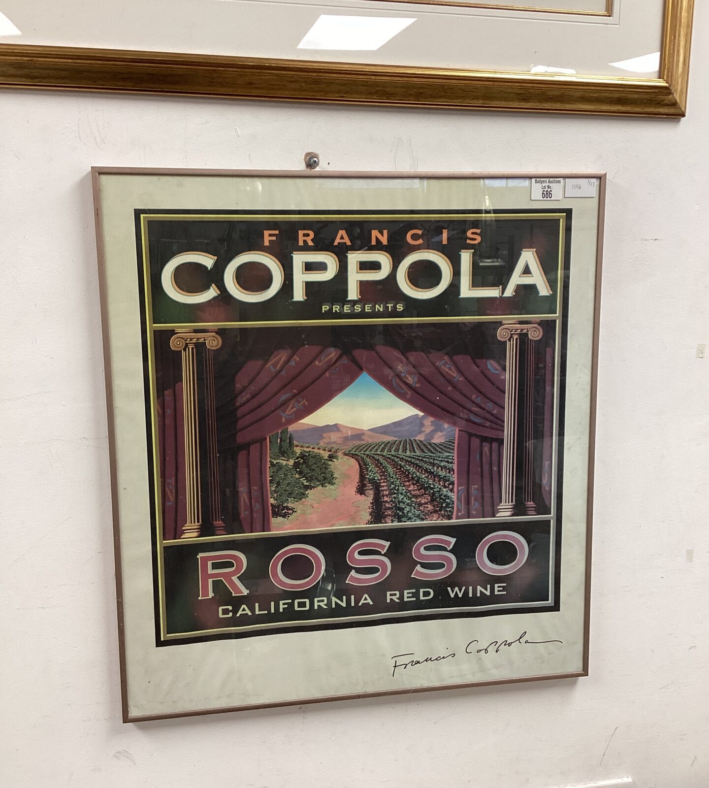 Francis coppola rosso california red wine signed poster