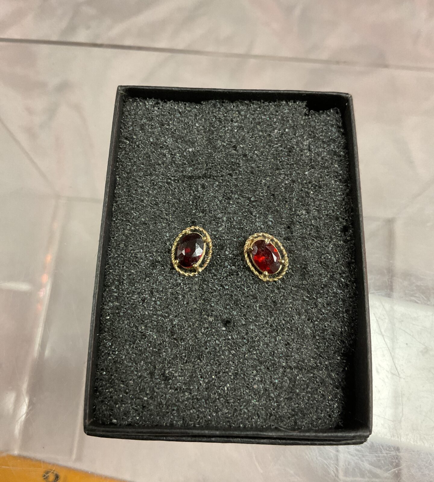 9ct golden garnet earrings with backs