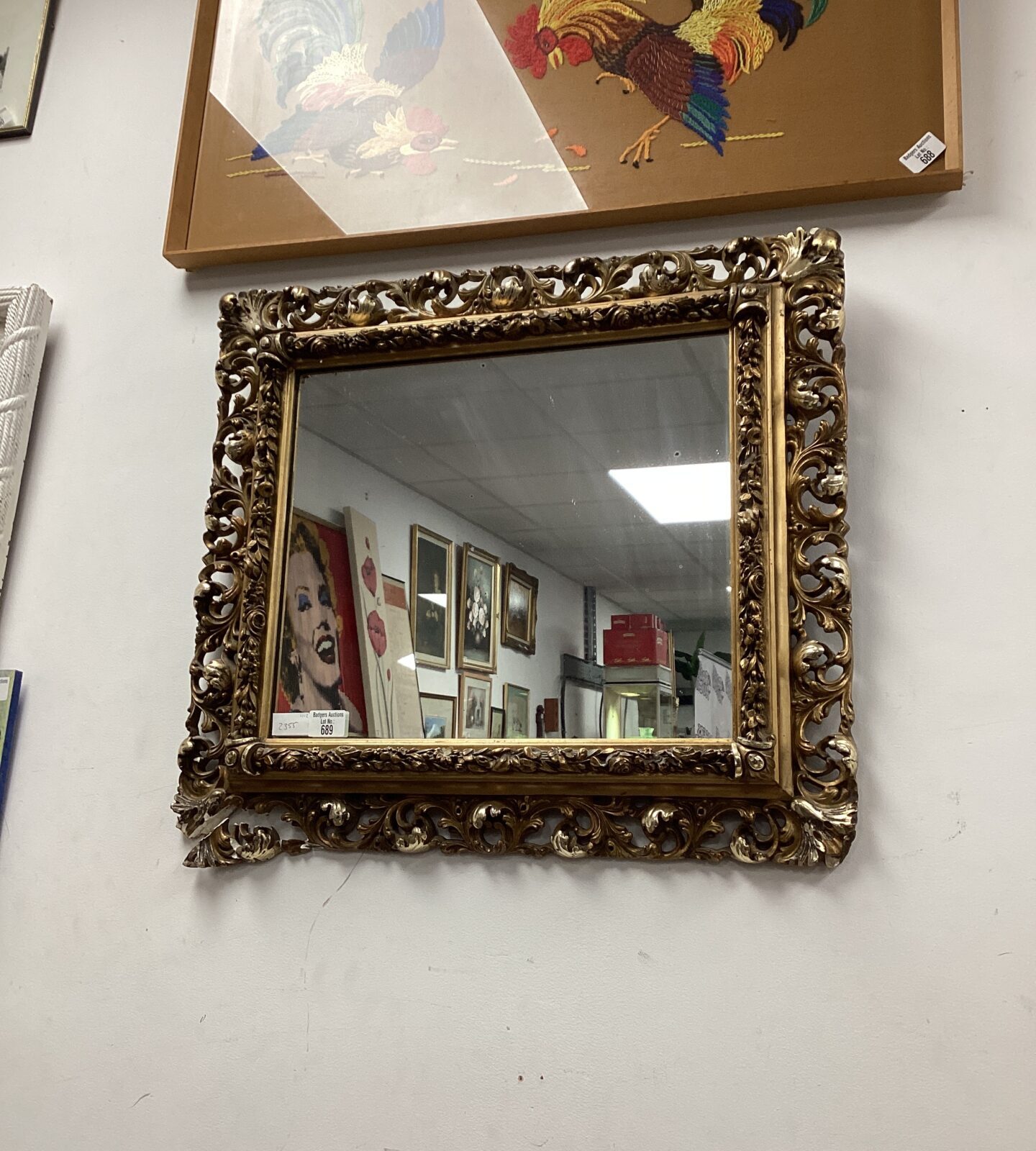 Antique gilt framed square mirror