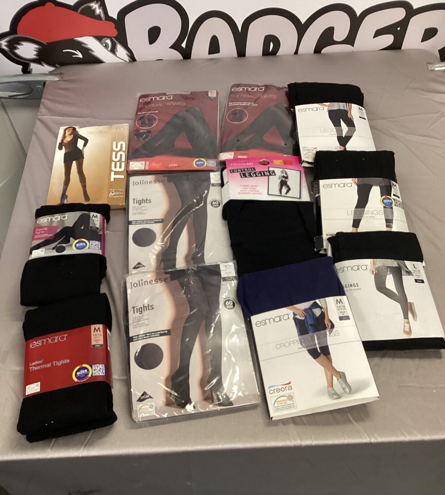 Box of assorted tights & leggings of assorted sizes