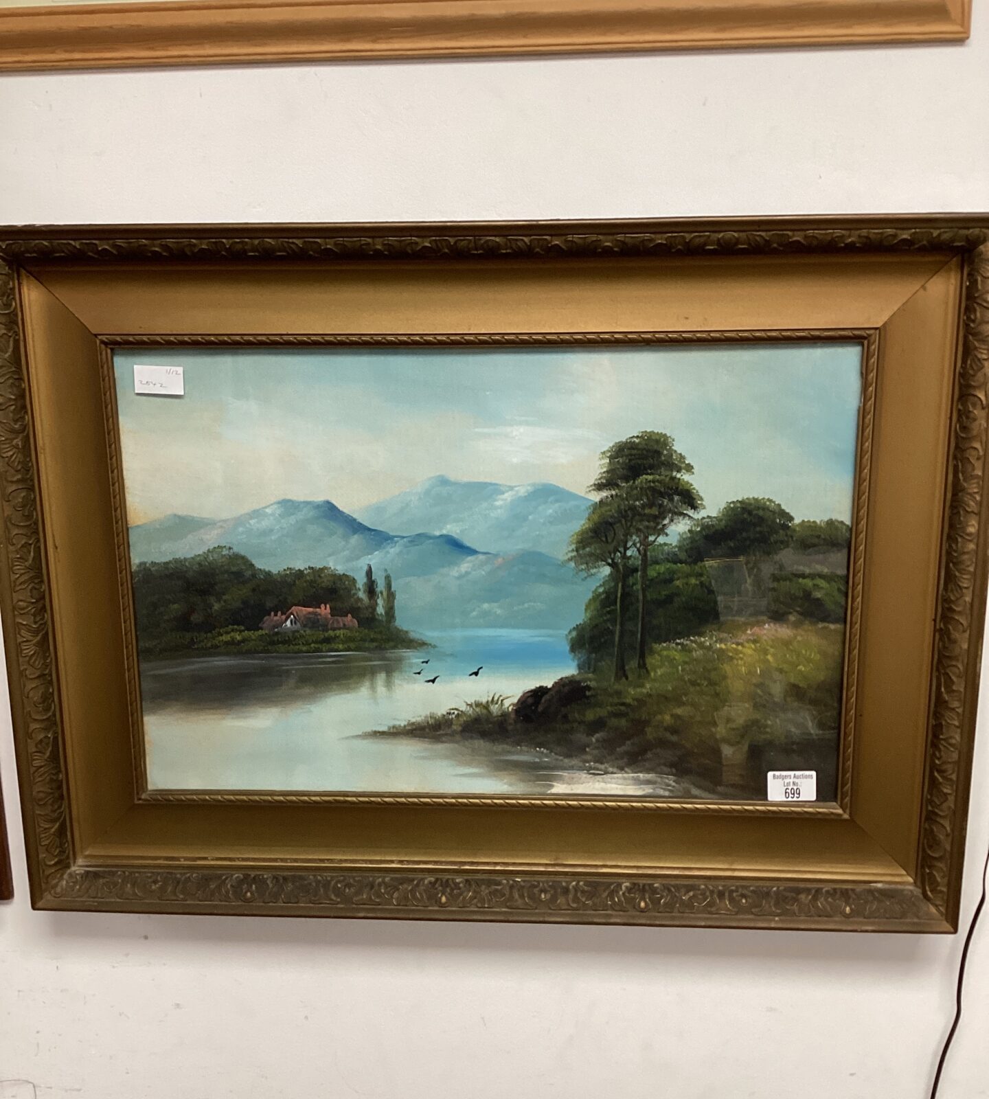 Antique Oil Painting Of A Mountain Lake Scene Badgers Auctions On