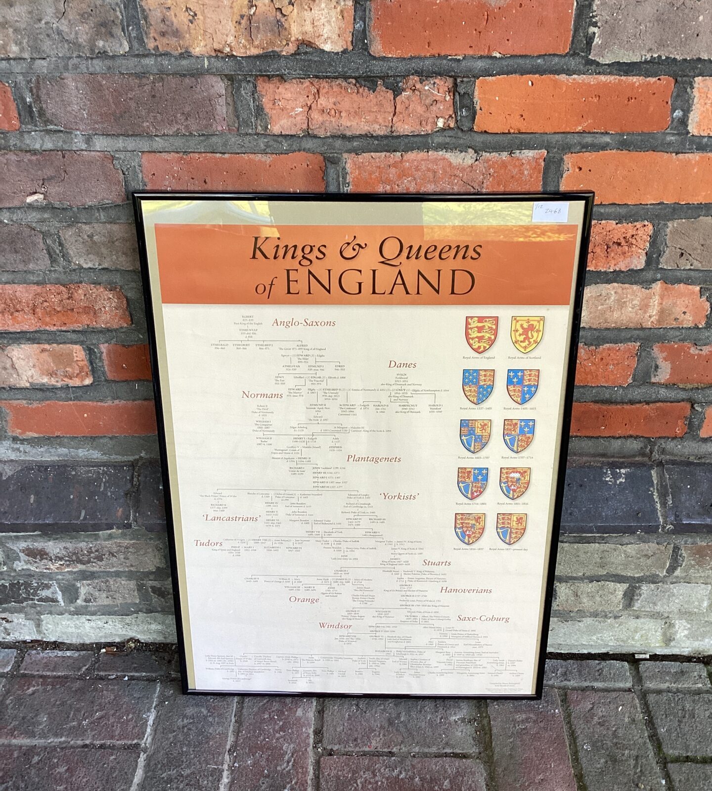 Framed king & queens of England poster