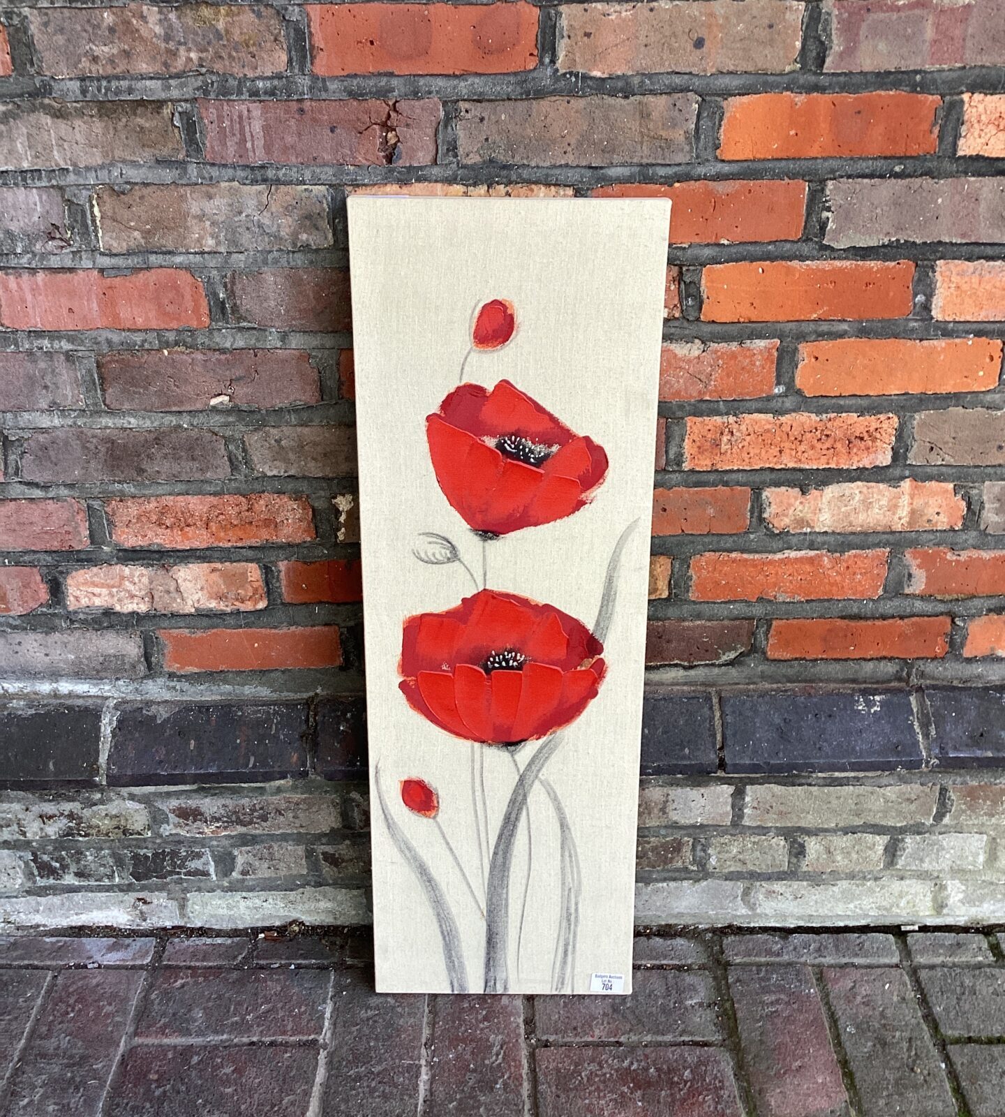 Original poppy art on fabric panel