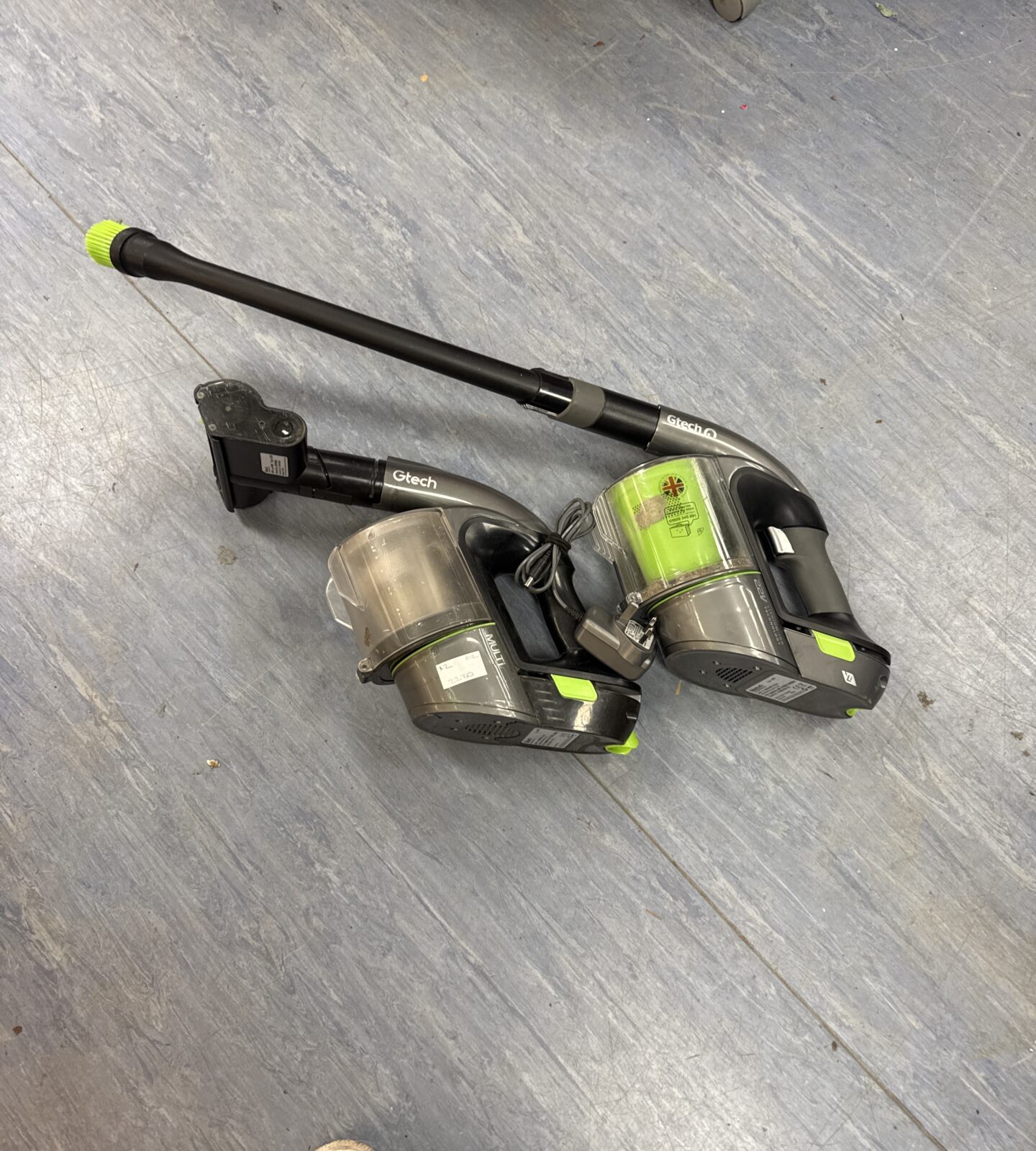 Two gtech cordless hoovers with one charger - untested, batteries flat