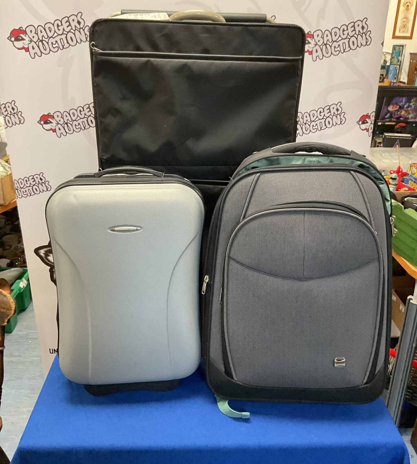 Three large luggage bags