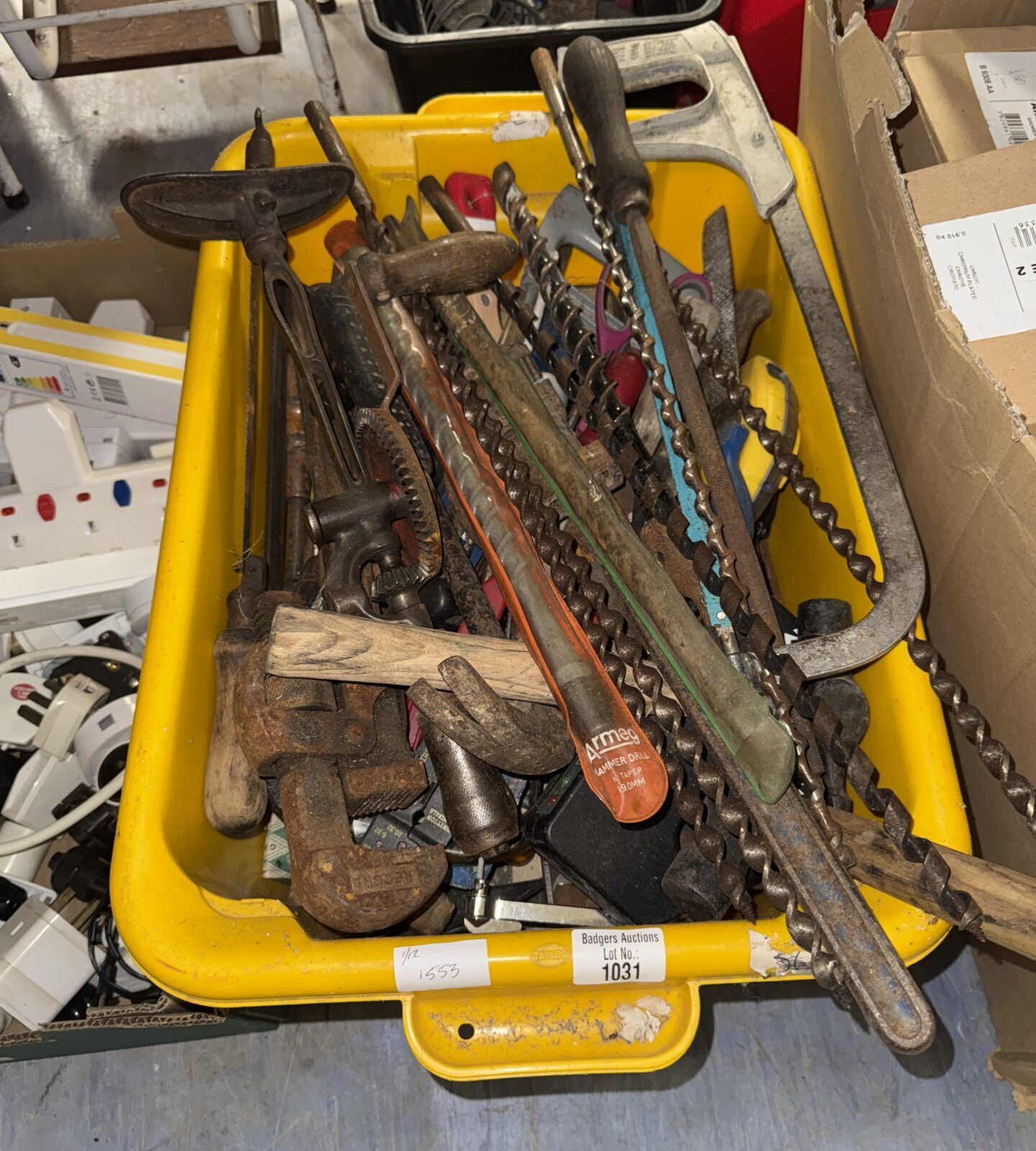 Box of assorted tools