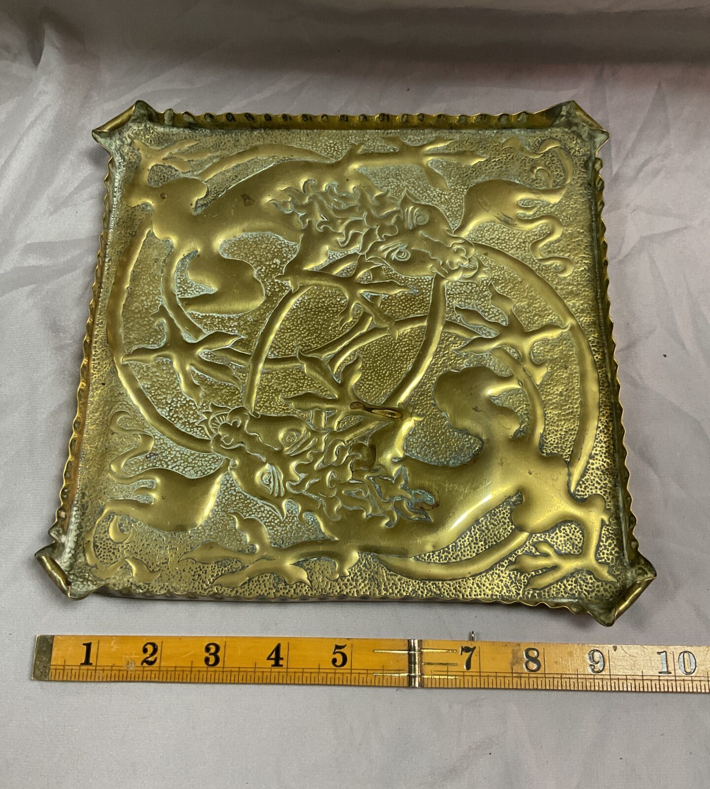 Antique arts and crafts brass tray